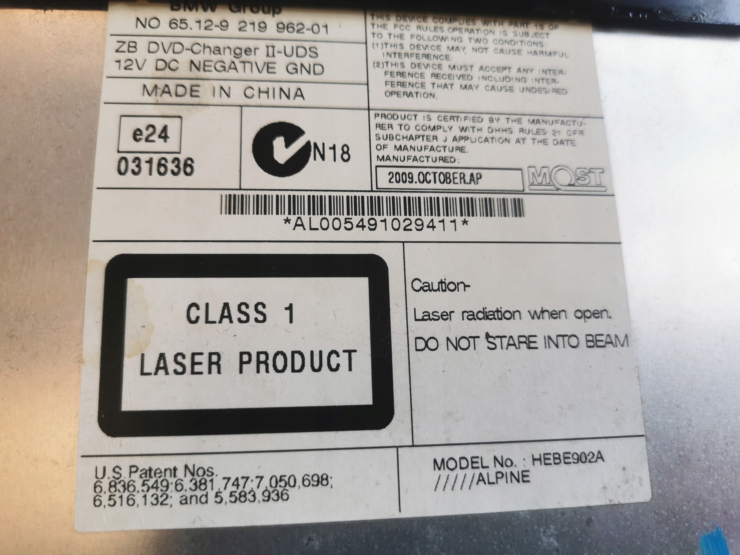 OEM 9219962 DVD-byttare för BMW F01 F10 F20 F30 image 3