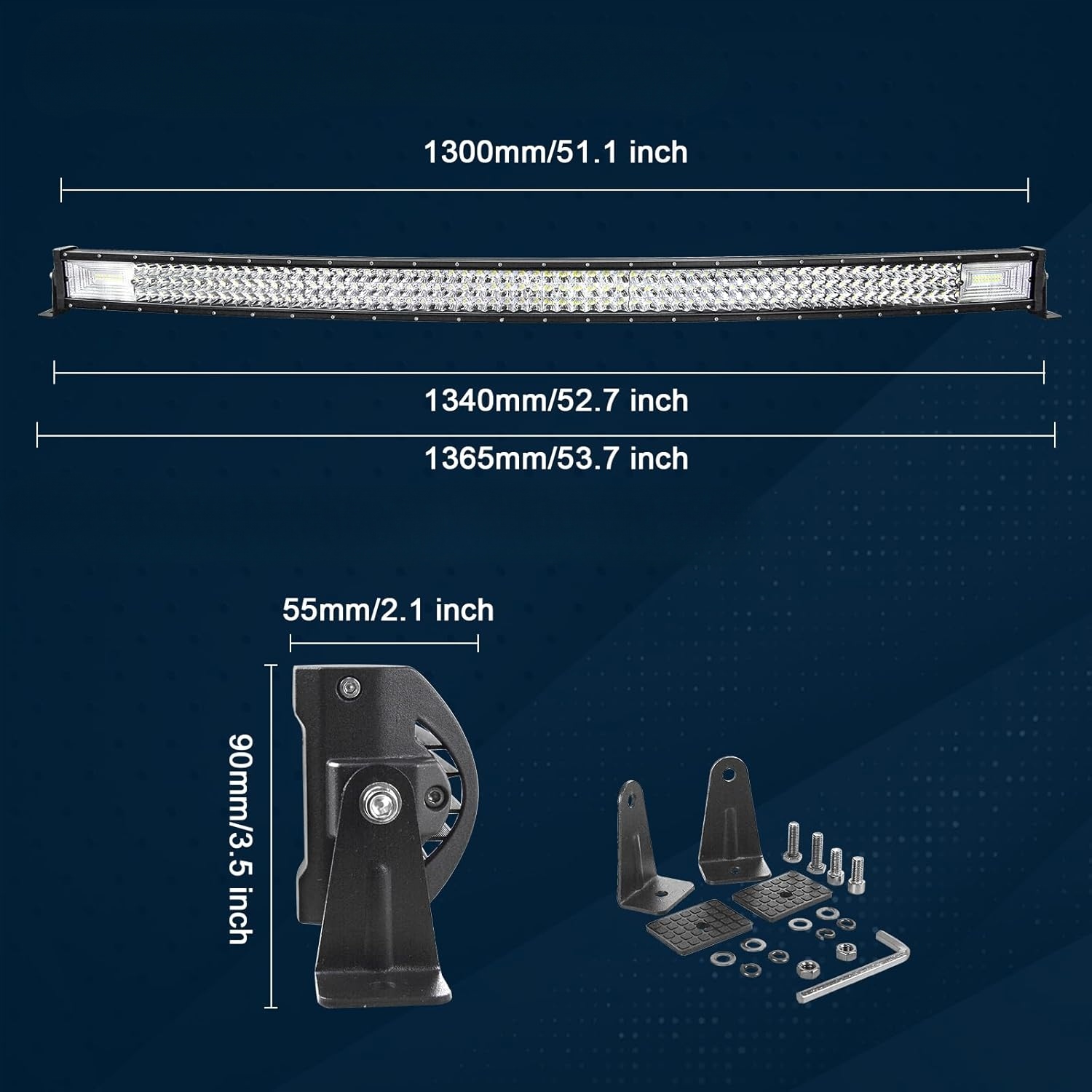 Lâmpada LED de Trabalho 130cm Curva 12V Barra Longe image 5