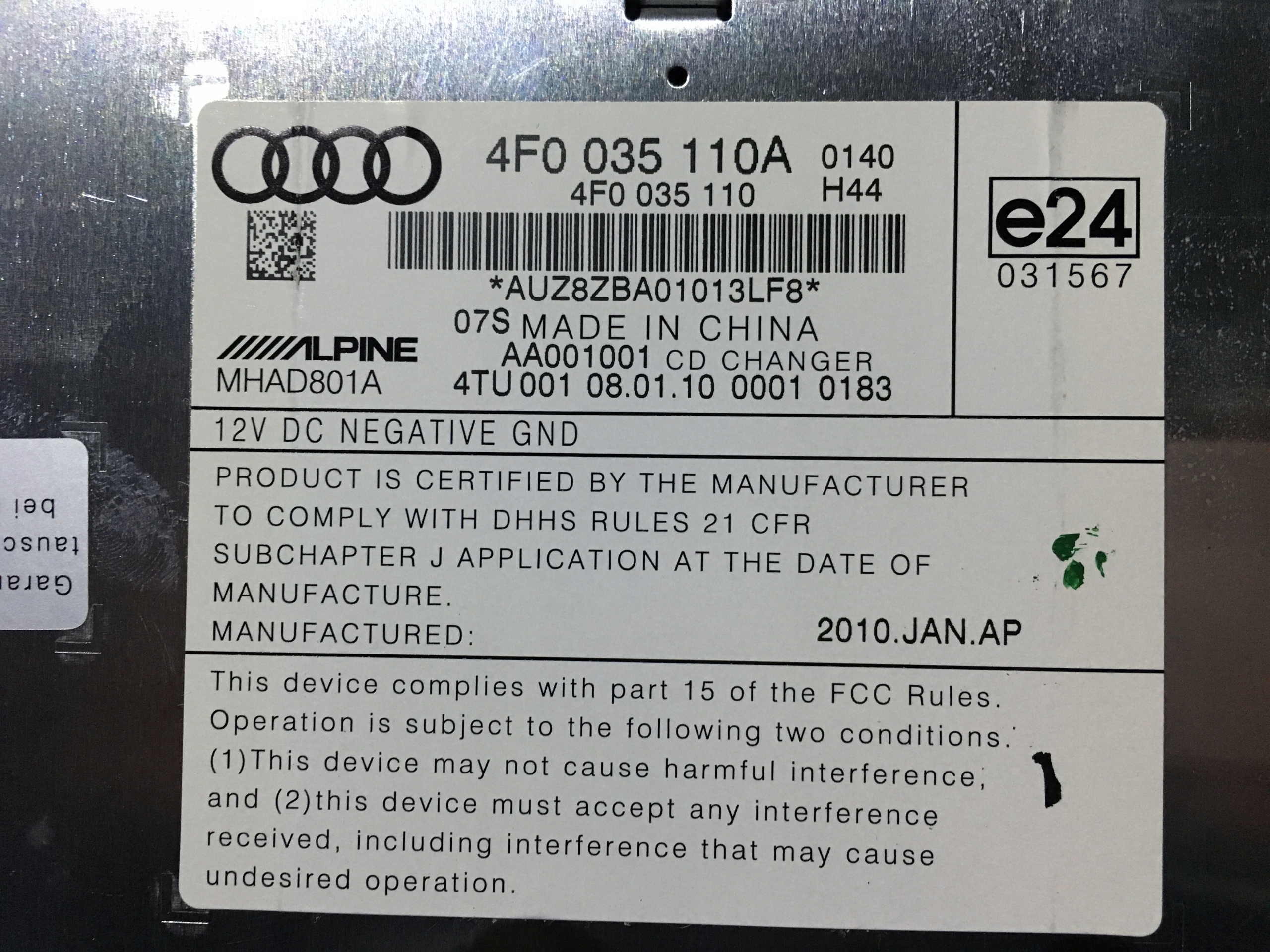 Changer CD/DVD Audi A6 Allroad OEM 4F0035110A image 3