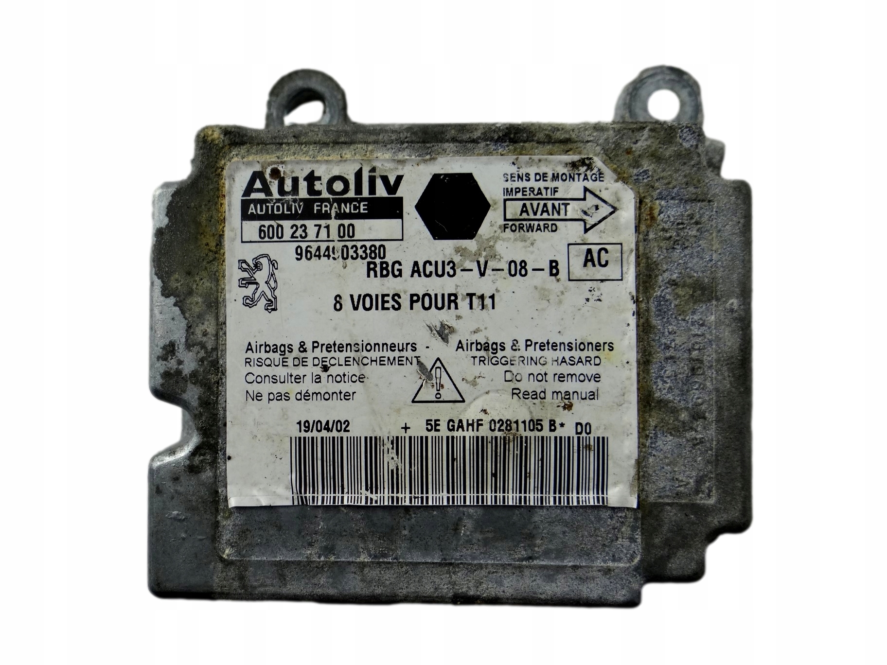 Módulo Sensor Airbag Peugeot 206 9644903380 image 2