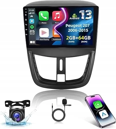 Bilradio Android för Peugeot 207 (2006-2015) +kamera