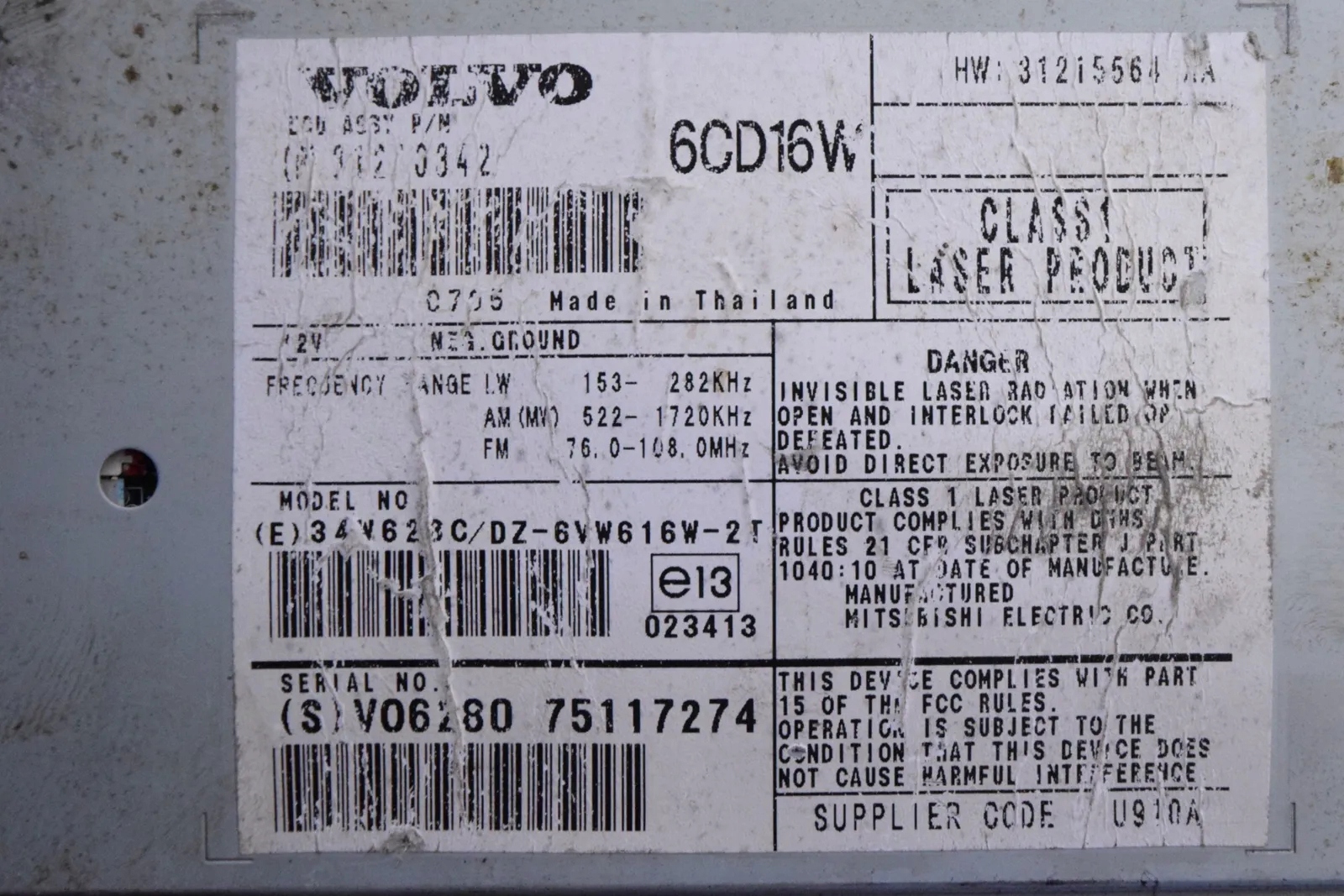 Changer CD Volvo d'occasion OEM 31215564 pour C30 image 6