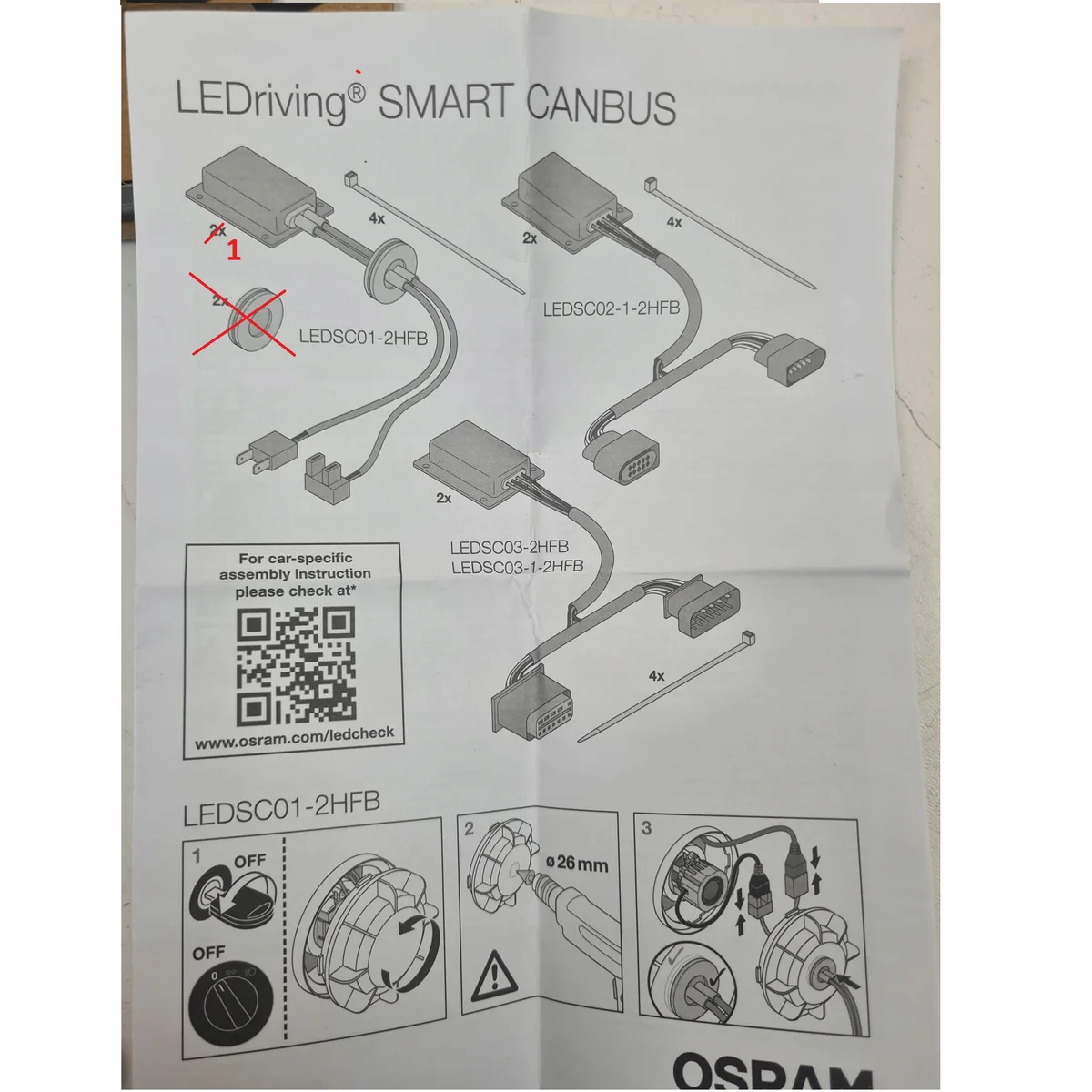 Osram LEDSC01 Canbus H7 adapterit 2 kpl
