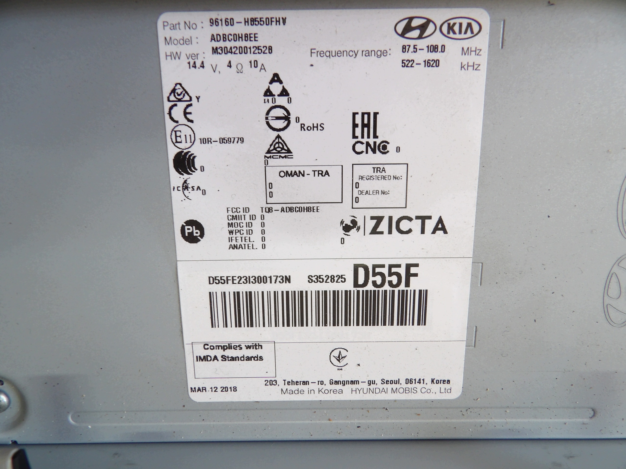 Radio GPS OEM 96160-H8550FHV pour Kia Rio IV image 4