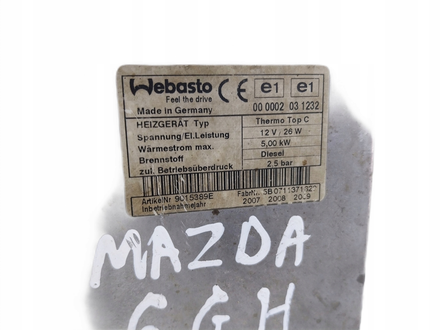 Chauffage stationnaire Webasto OEM 9015389E Toyota image 3