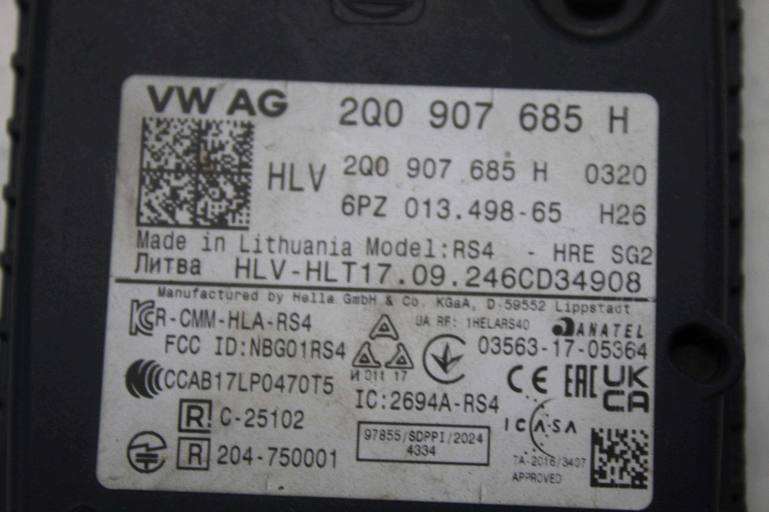 Rijstrookassistent radar OEM 2Q0907685H VW/Audi image 3