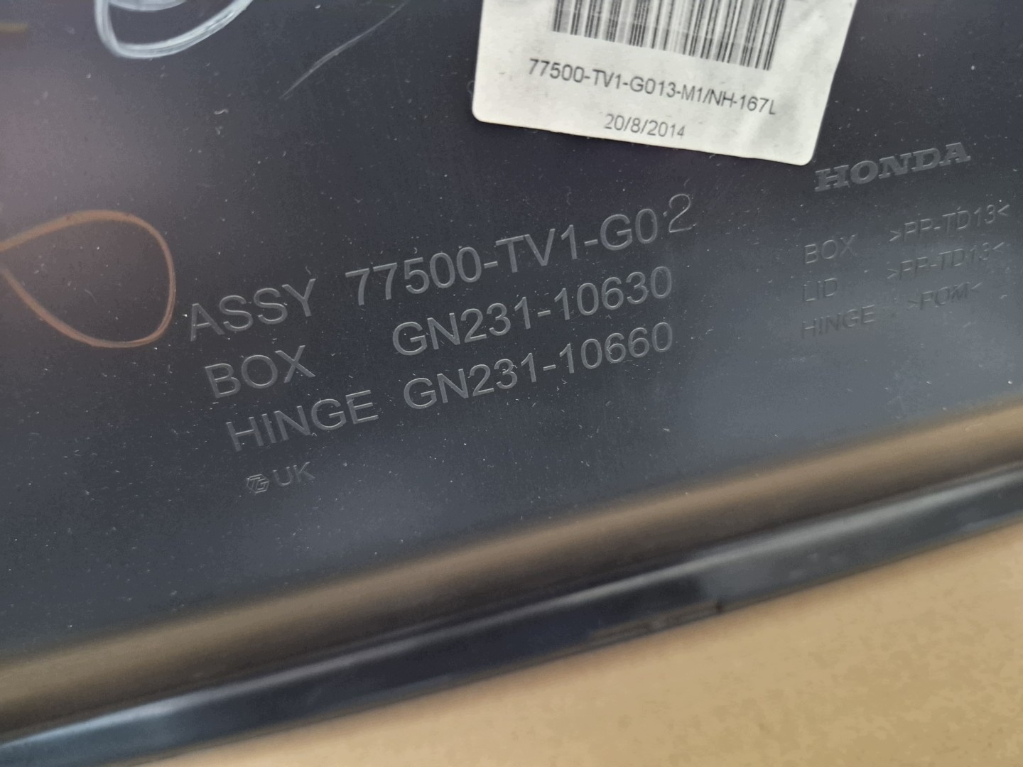 Passagerarhandskfack OEM 77500-TV1-G02 Honda Civic 9 image 5