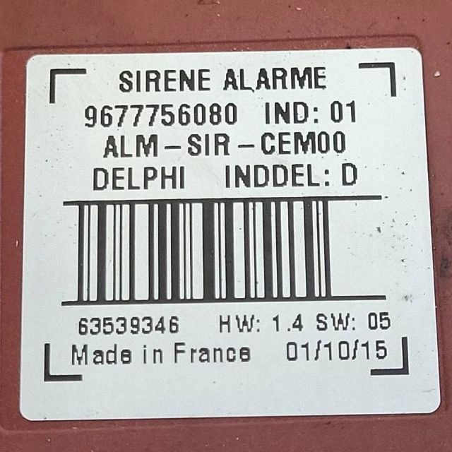 Corne d'alarme OEM 9677756080 pour Citroën Berlingo Fourgon image 4