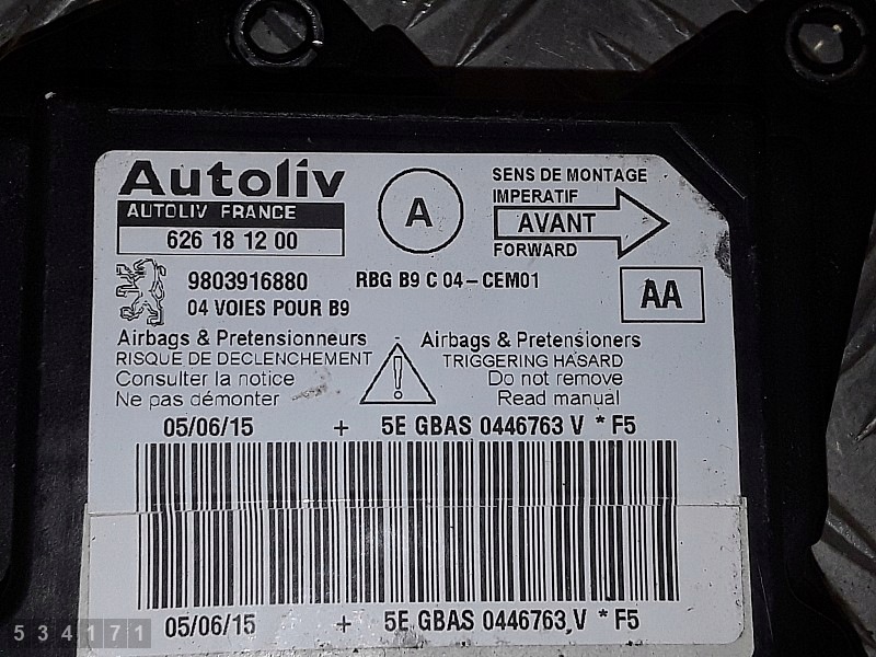 Módulo sensor airbag OEM 9803916880 para Peugeot image 4