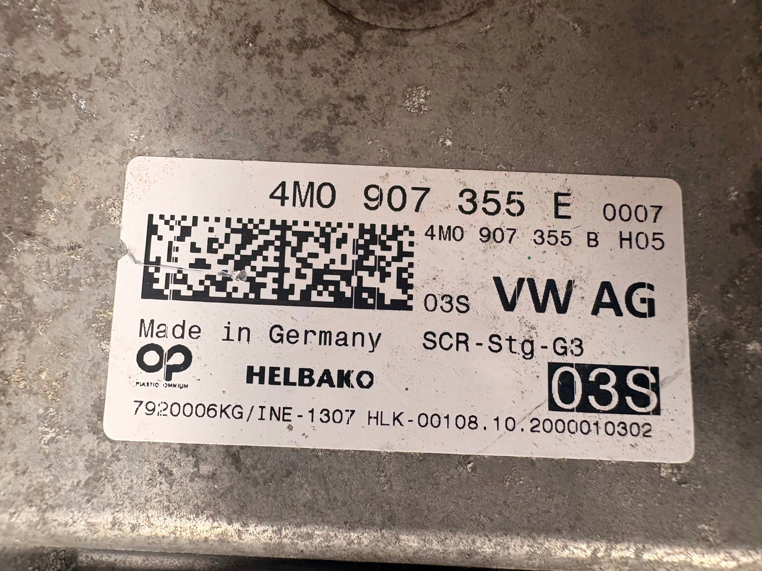 Käytetty Audi AdBlue ohjainmoduuli OEM 4M0907355E