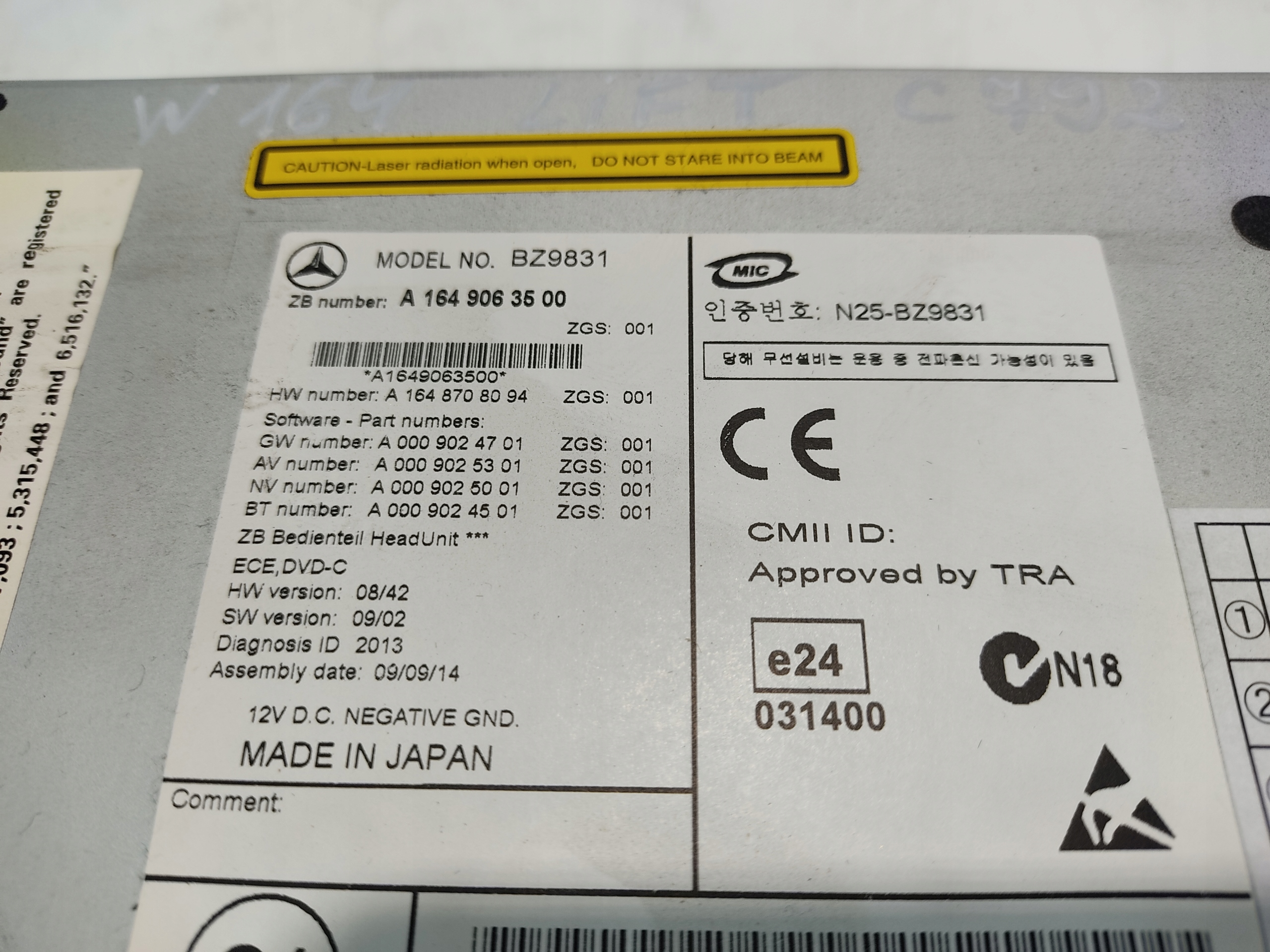 OEM BZ9831 1649063500 Radio Navigation Mercedes ML/GL image 3