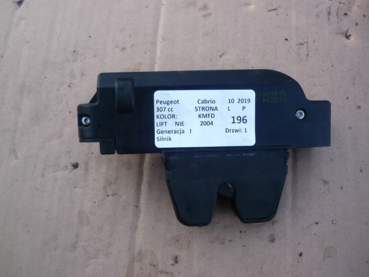 Takaluukun lukko takana Peugeot 307 CC I