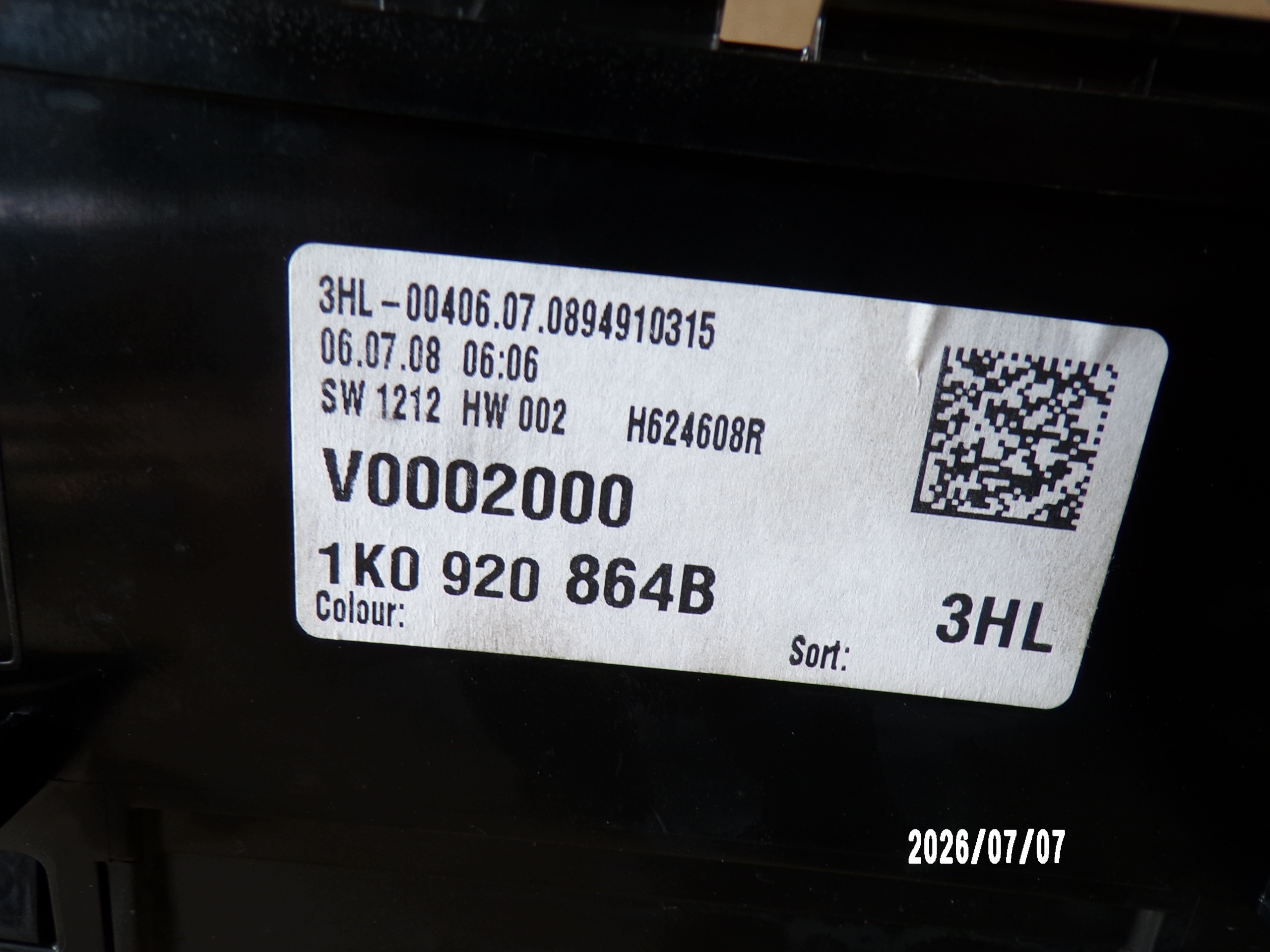 Compteur VW Golf V 1.9 TDI OEM 1K0920864B image 6