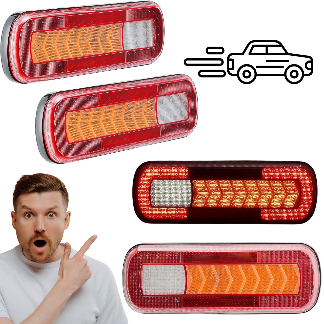 ETUKER Rear Brake Lights 12V LED 2pcs 124485 Used