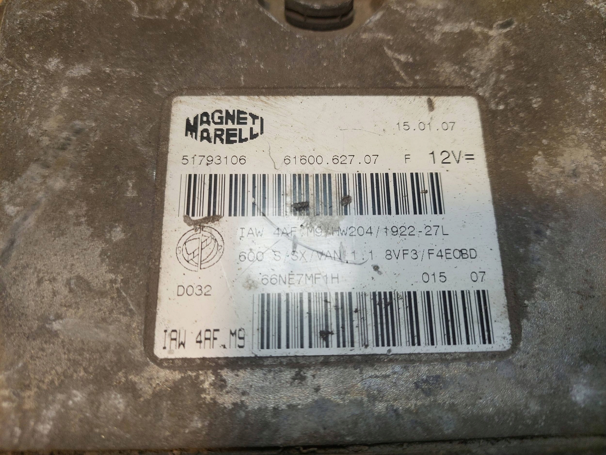Fiat Seicento 1.1 ECU Engine Computer IAW4AFM9 51793106 HW204