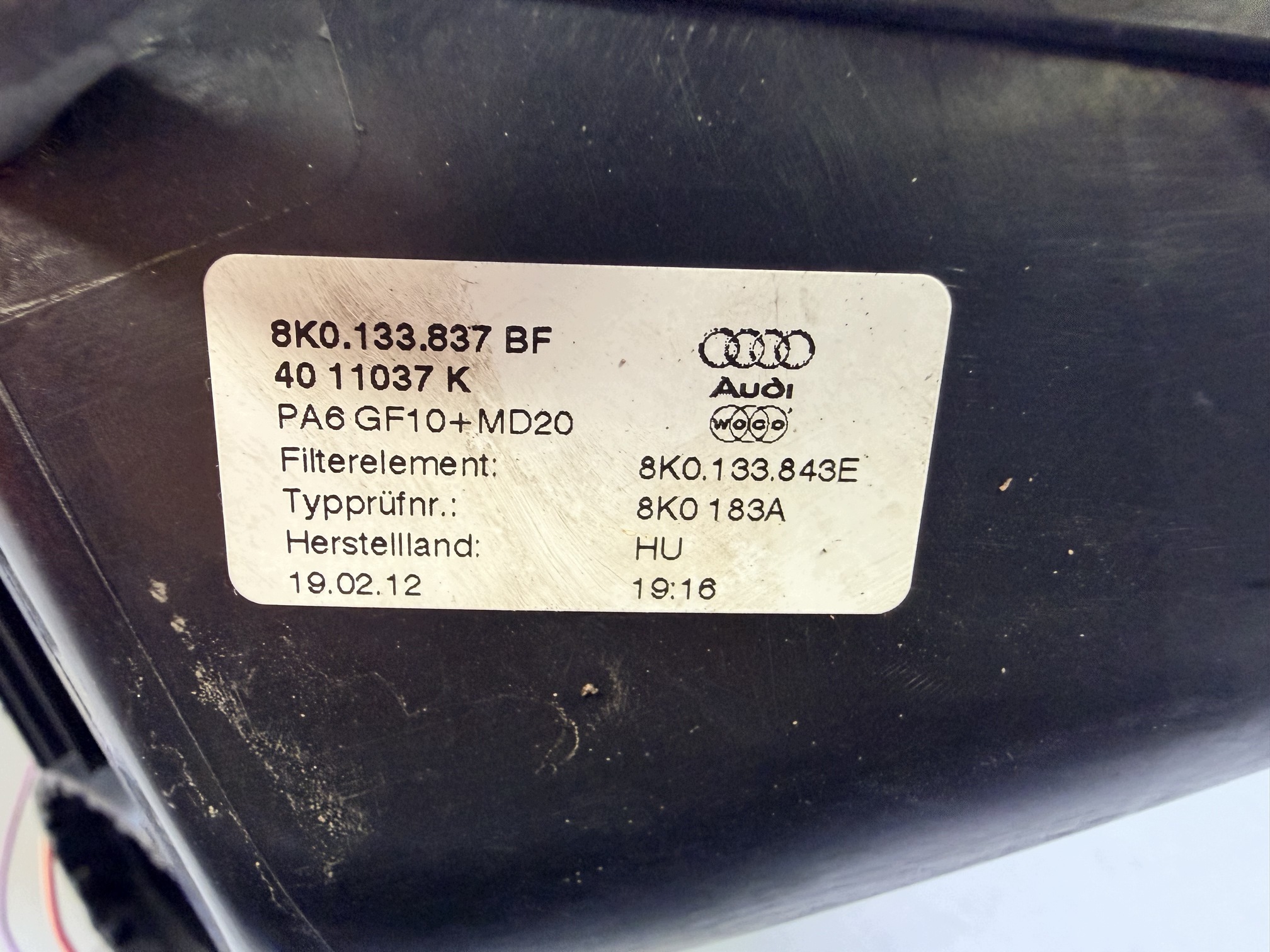 Luftfiltergehäuse Audi A4 B8 A5 8K0133837BF image 3