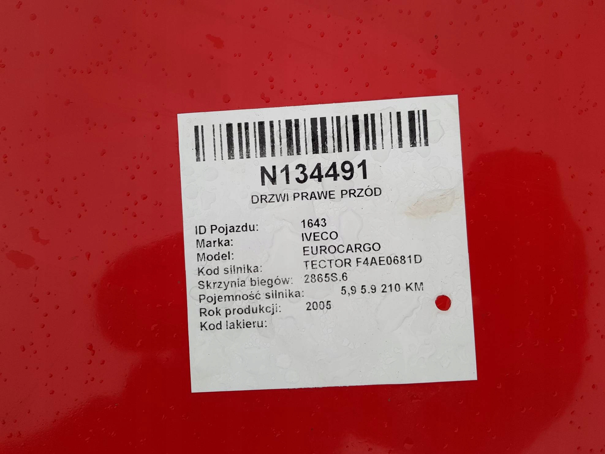 Oikea etuovi punainen Iveco Eurocargo ML 120E21DRZWI