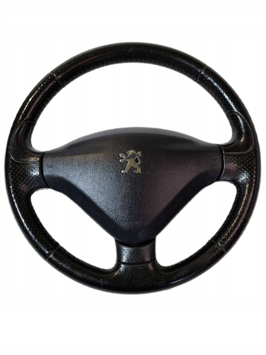 235.PEUGEOT 207 06-09 OHJAUSPYÖRÄ NAHKA TURVATYYNY 96585075 96500674ZD