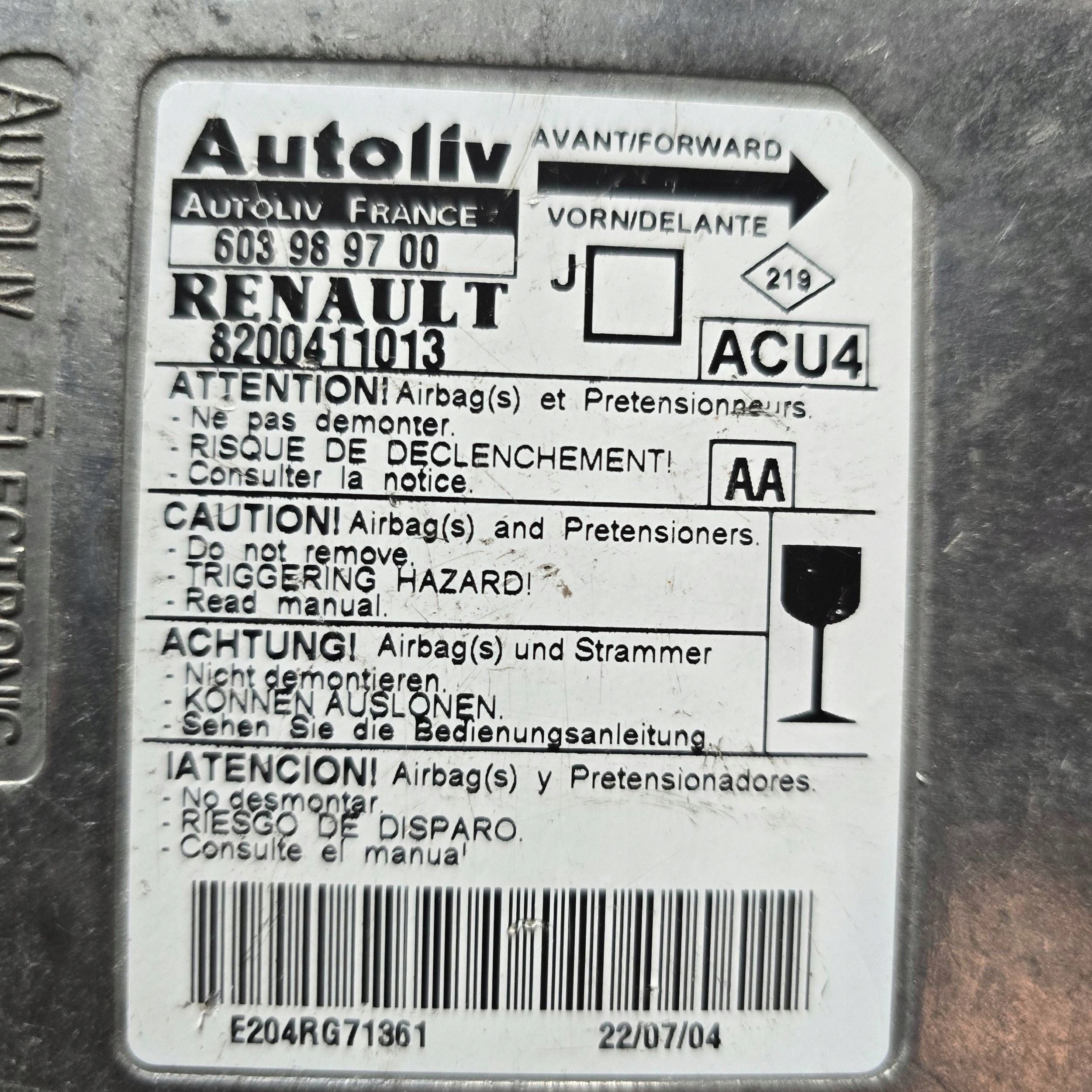Módulo airbag Renault Scenic II - Grand Scenic II 8200411013 image 6
