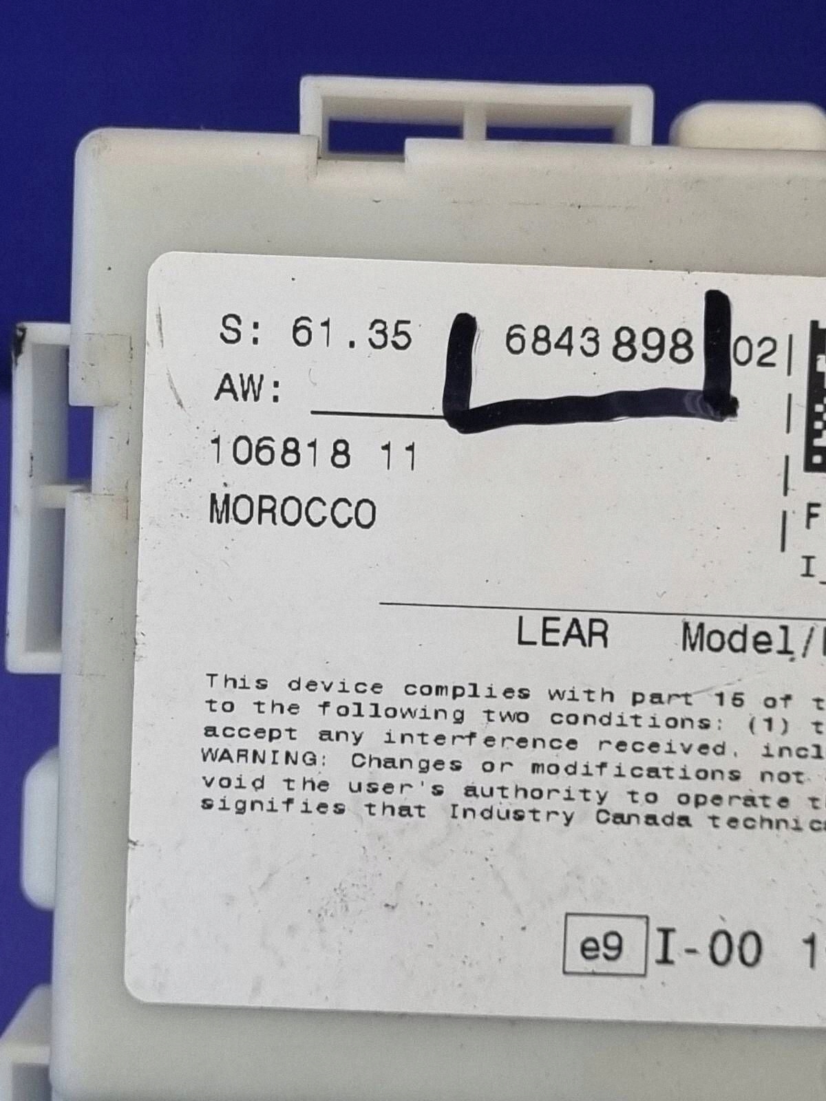 BMW 3 F30 F35 F31 korimoduuli 6843898 8665454671 116RI001052