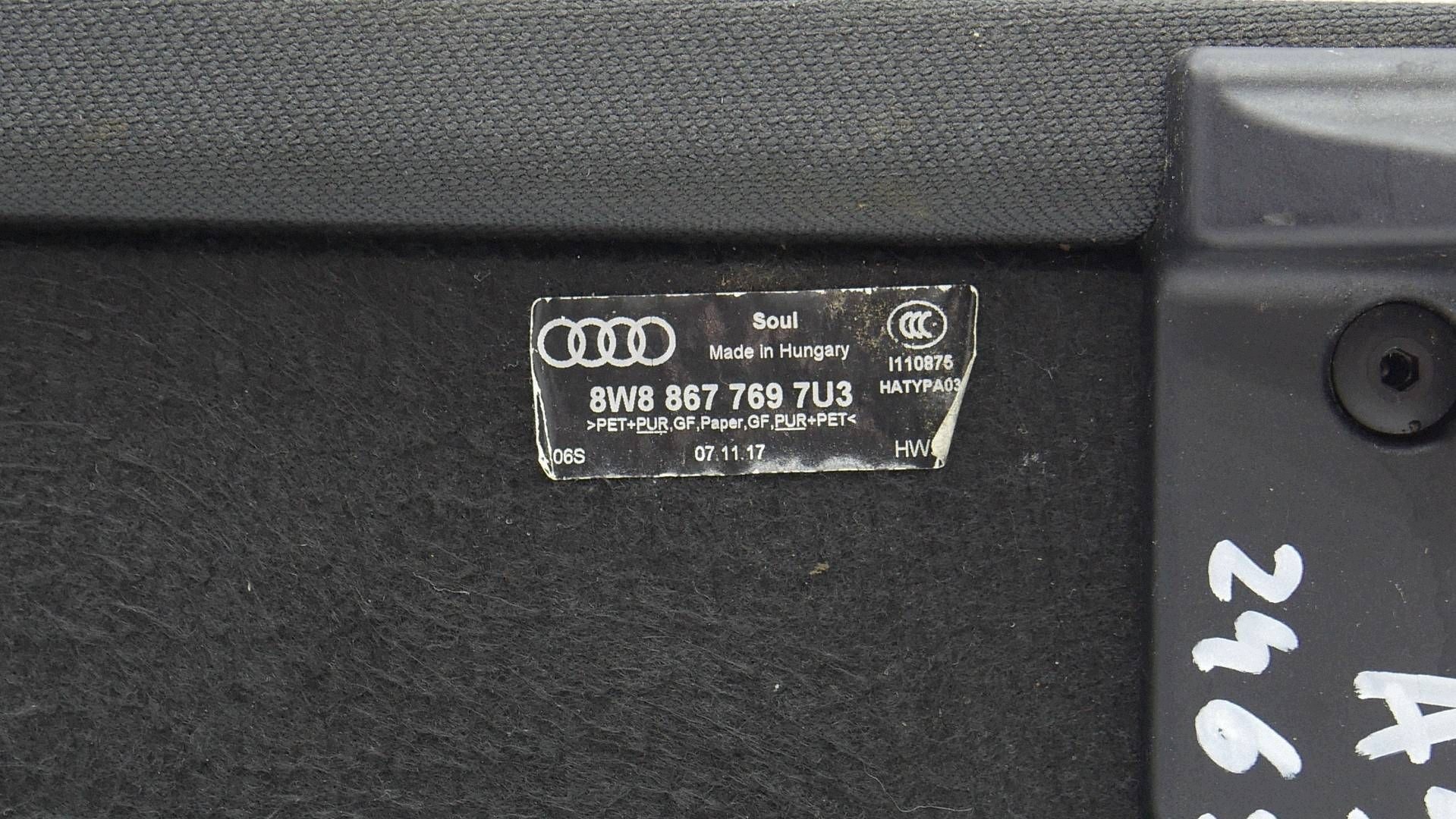 Gepäckraumablage Audi A5 II F5 SB Sportback 5D WAH44306 image 7