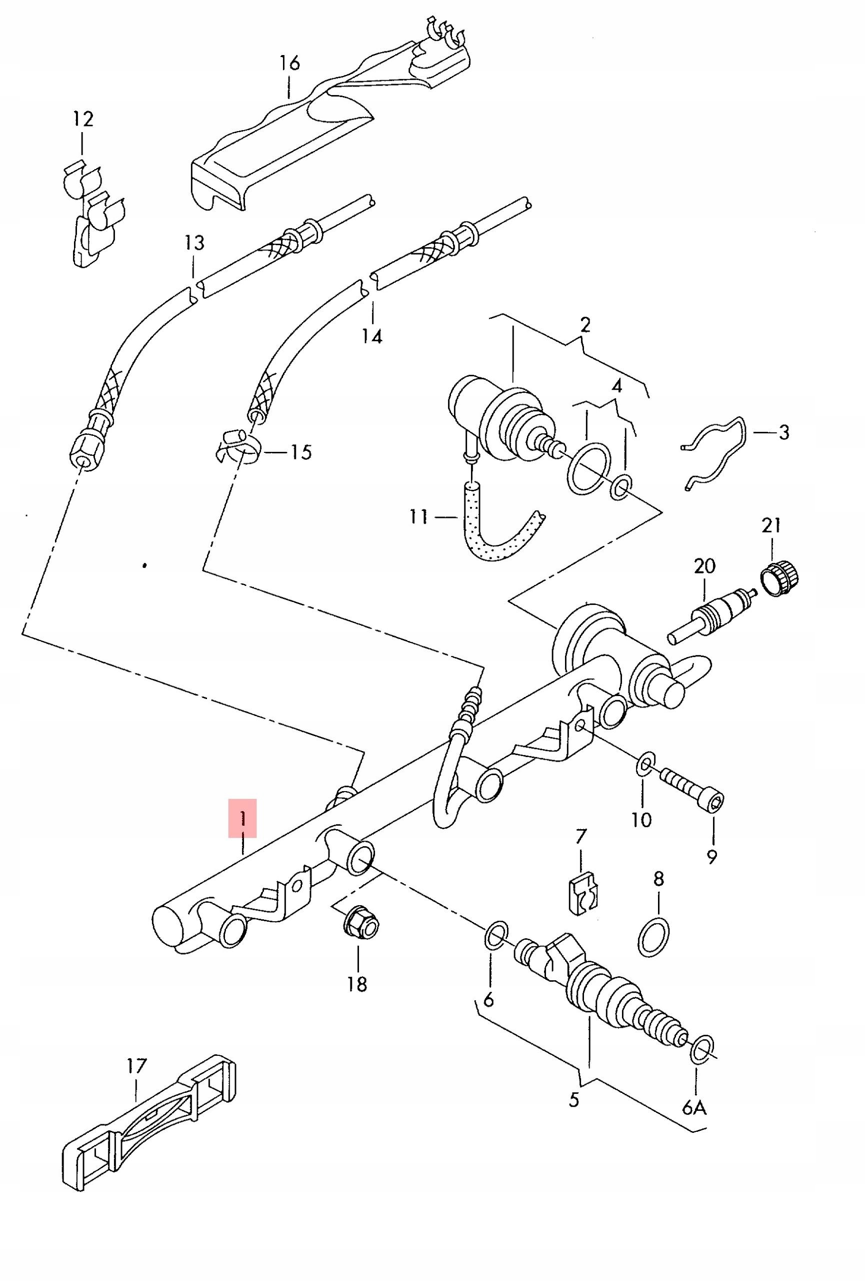 Fuel Rail Injectors Audi A4 B5 1.8 T 058133681 A4 B5 1.8 T