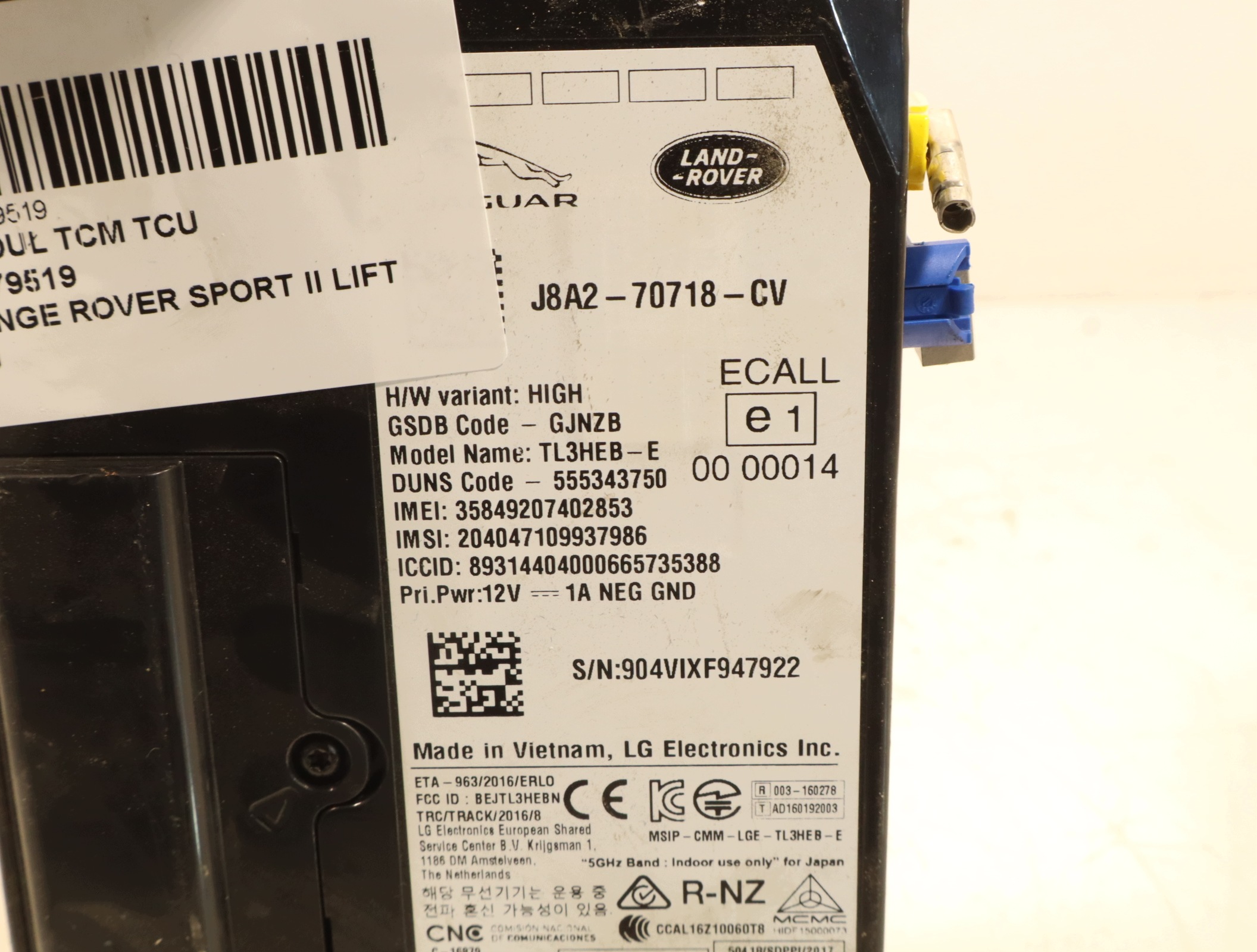 TCM TCU-module Land Rover Range Rover Sport II 2.0 J8A2-70718-CV image 7