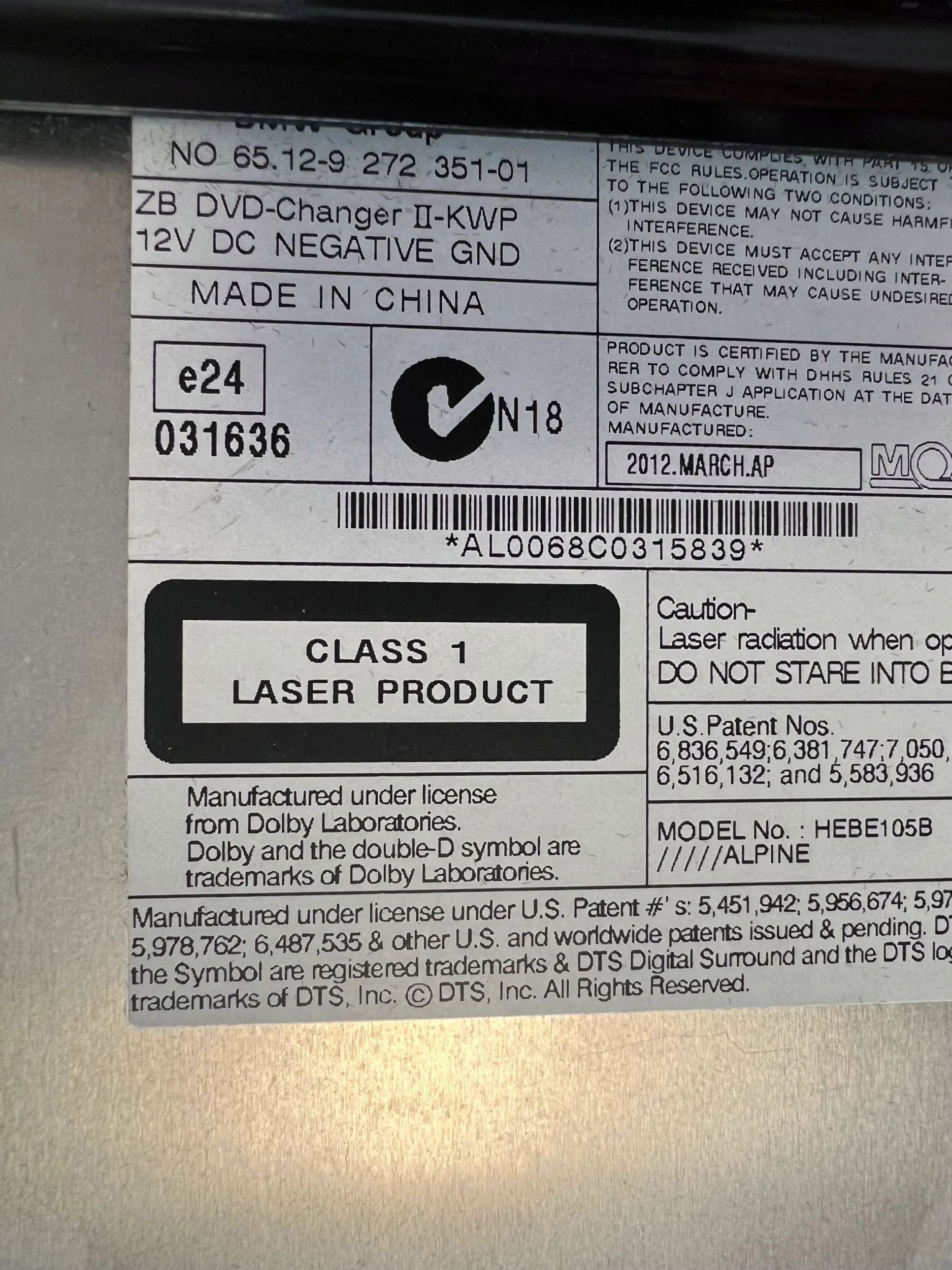 BMW X5 E70 CD/DVD Changer 9272351 image 3