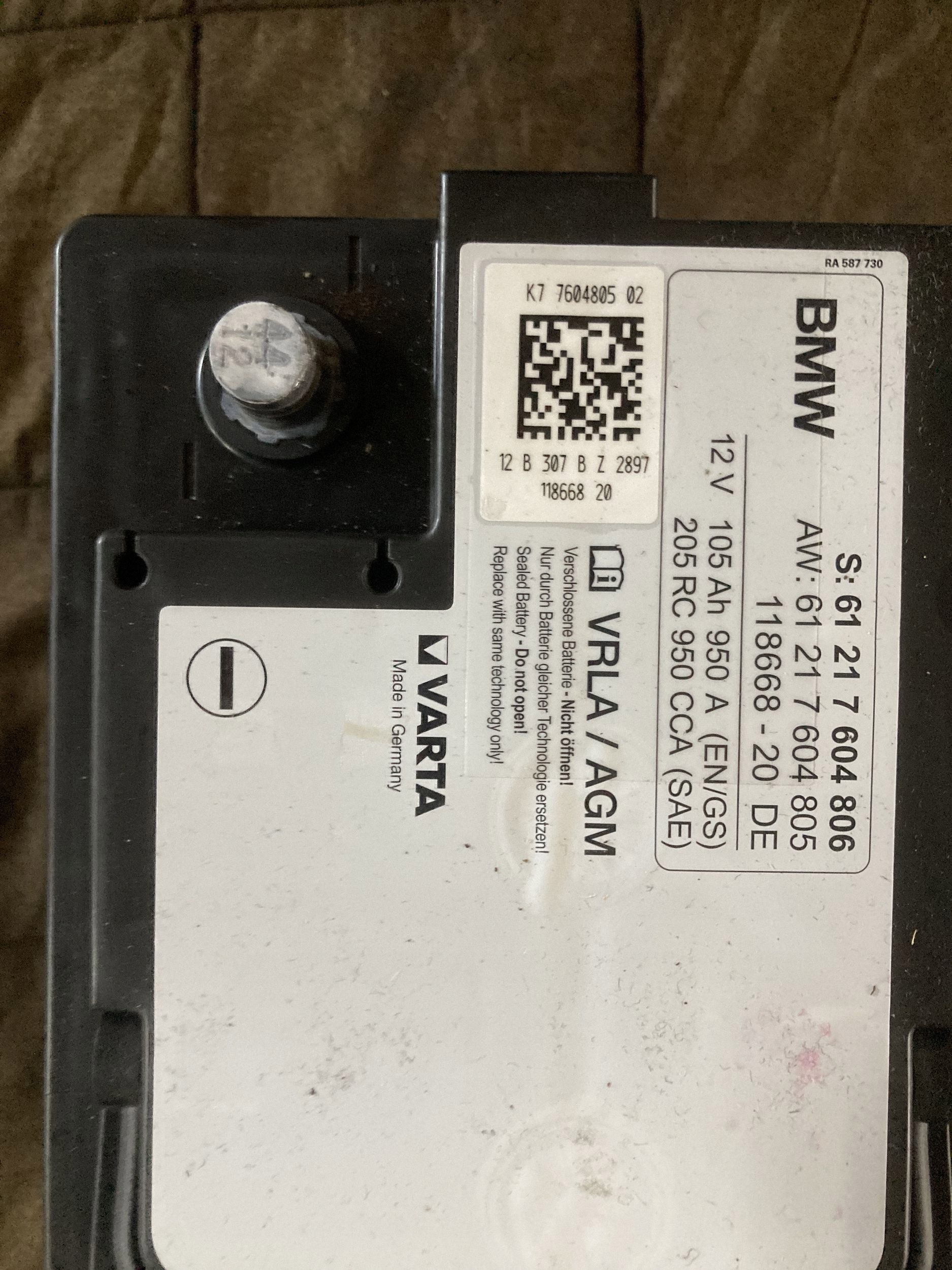 2012 BMW 5 F10 F11 Battery 61217604806