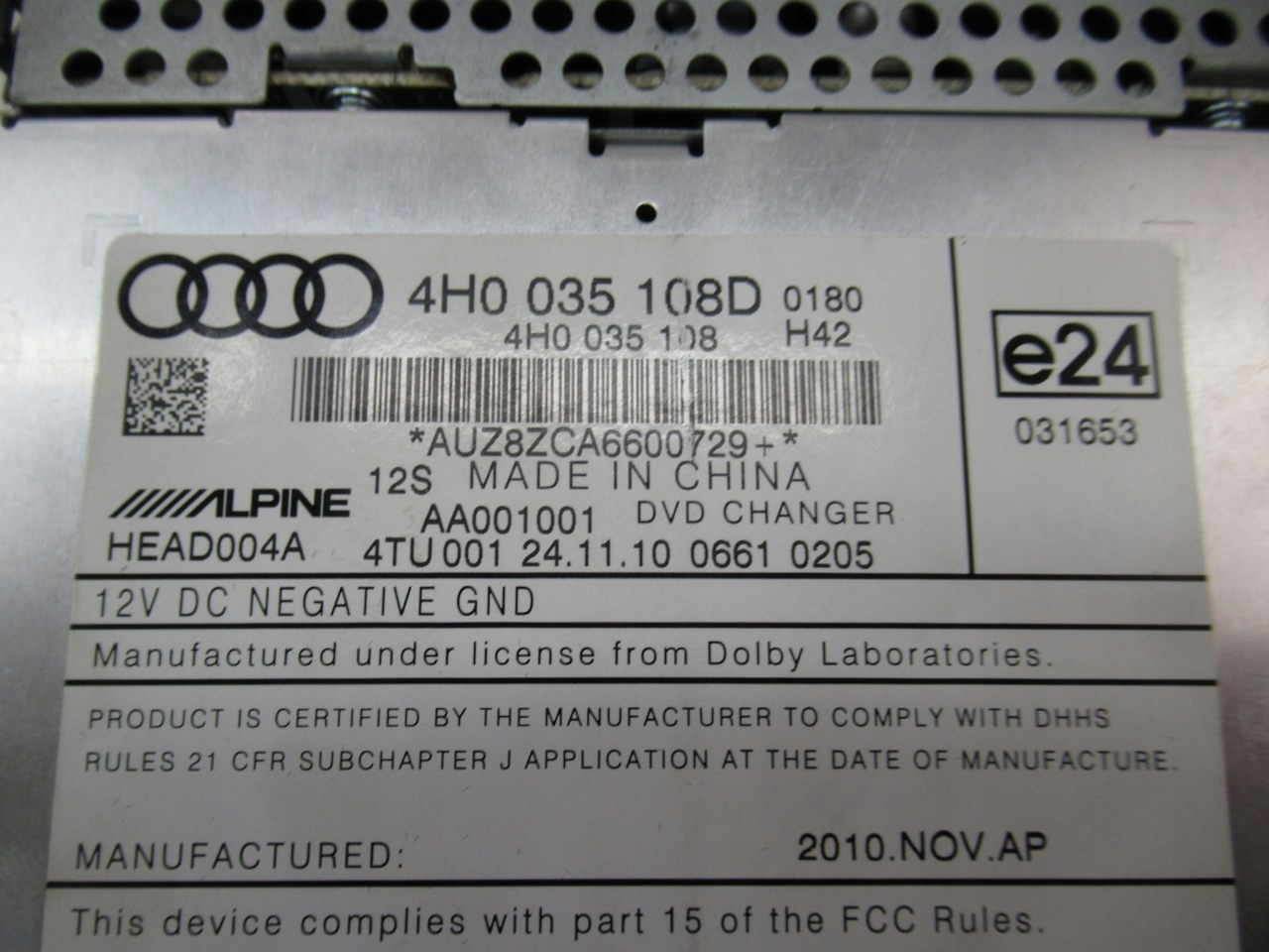 Changeur CD/DVD Alpine Audi A8 D4 4H0 image 5
