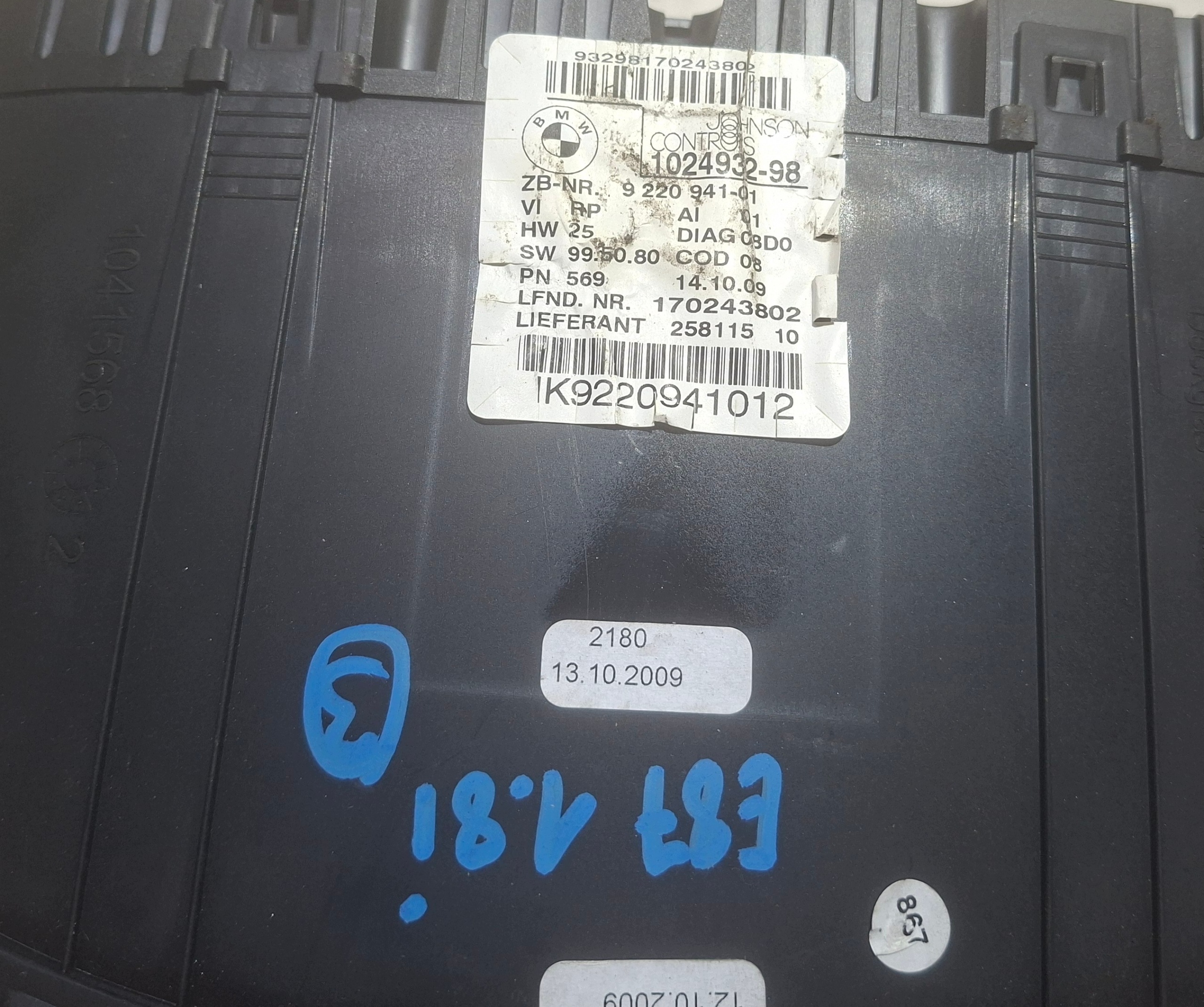 BMW 1 E87 04- LIST ZEGAR 9220941-01