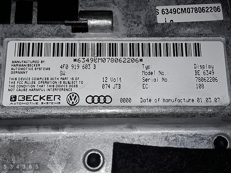 Écran d'affichage Audi A6 C6 2007 4F0919603B image 4