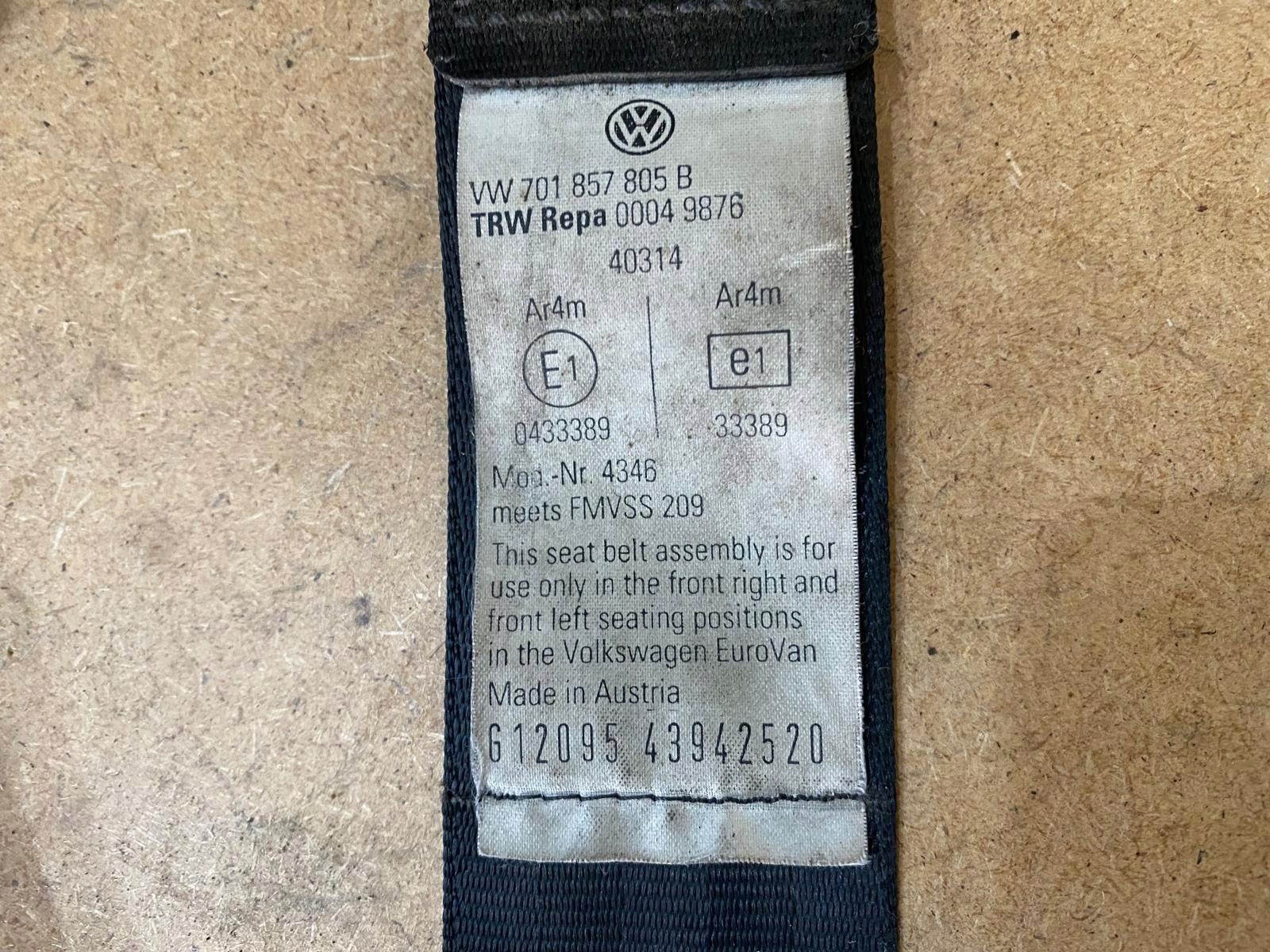 VW T4 Sicherheitsgurt vorne links/rechts OEM 701857805B image 4