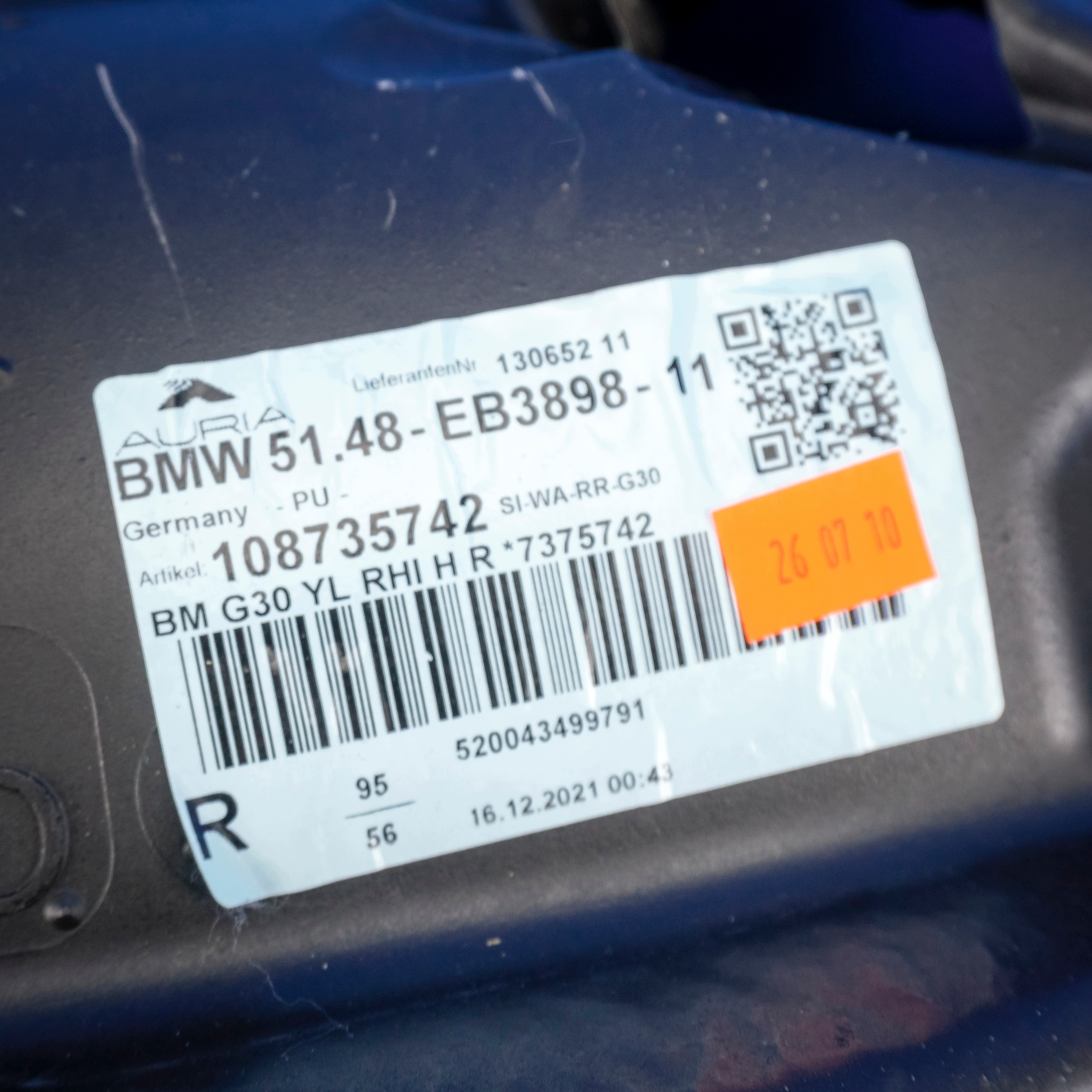 Aislamiento Paso Rueda Trasera BMW 5 G30 image 9
