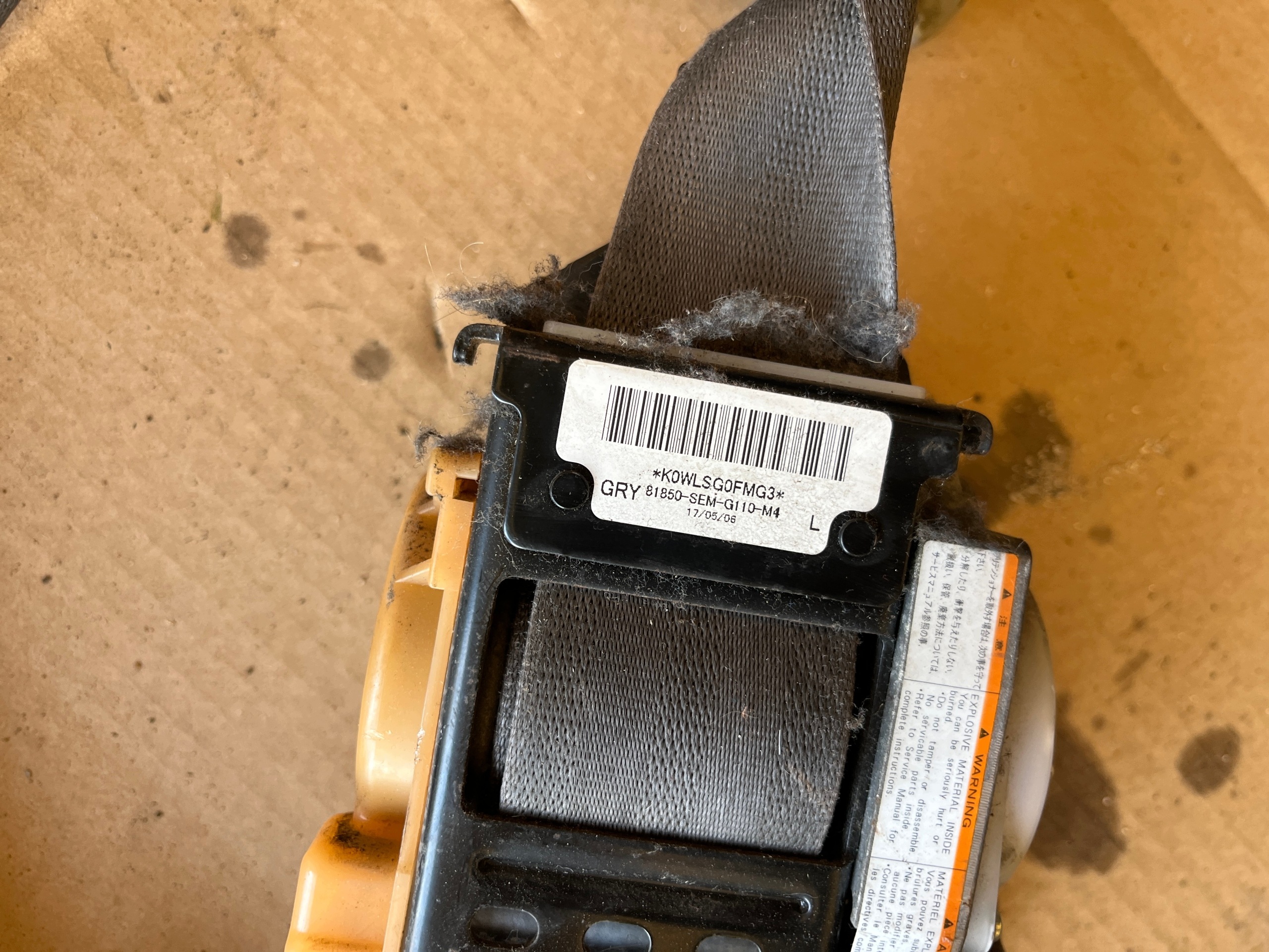 Cintura sicurezza anteriore sinistra Honda City 2005-2008