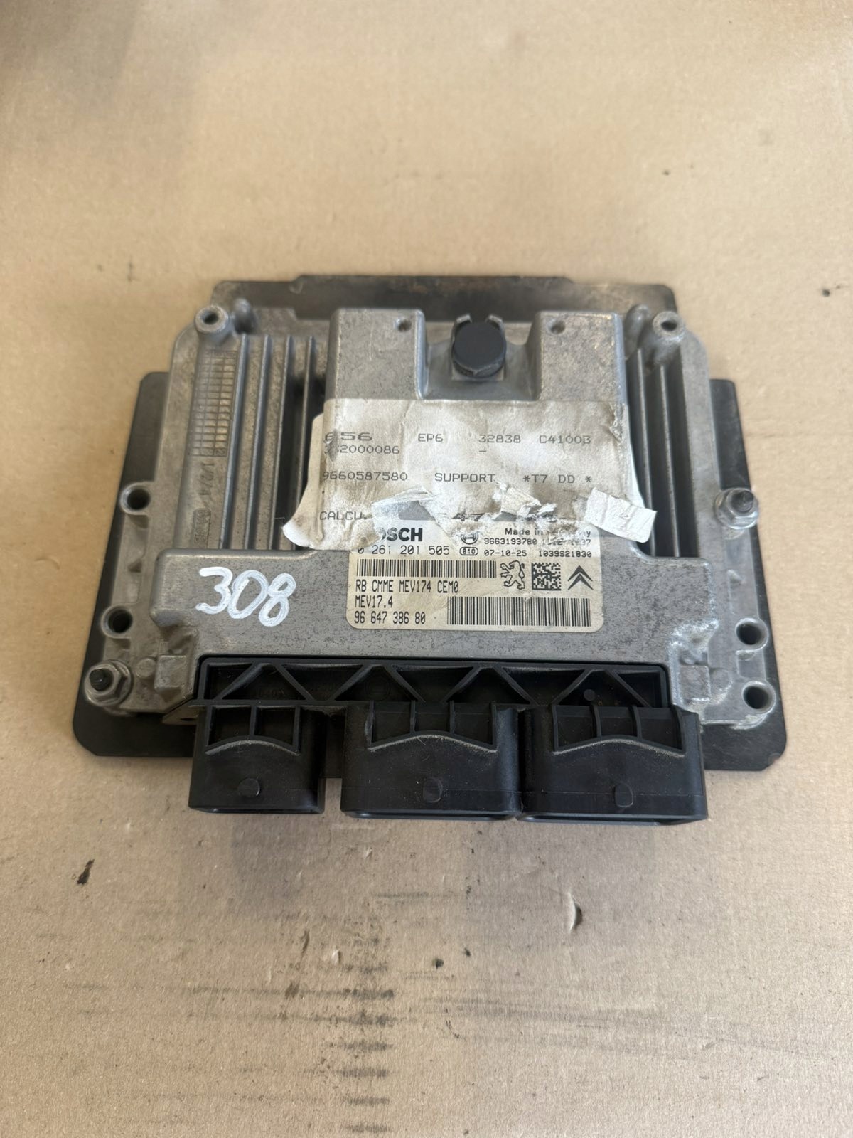 PEUGEOT 308 1.6 16V 120 HP COMPUTER ENGINE ENGINE 9664738680 image 2