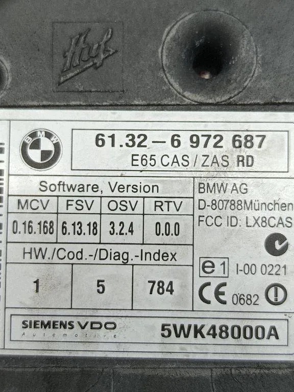 Ignition Switch BMW 7 E65 E66 E67 6972687 3.0D 170kW 2008 image 4
