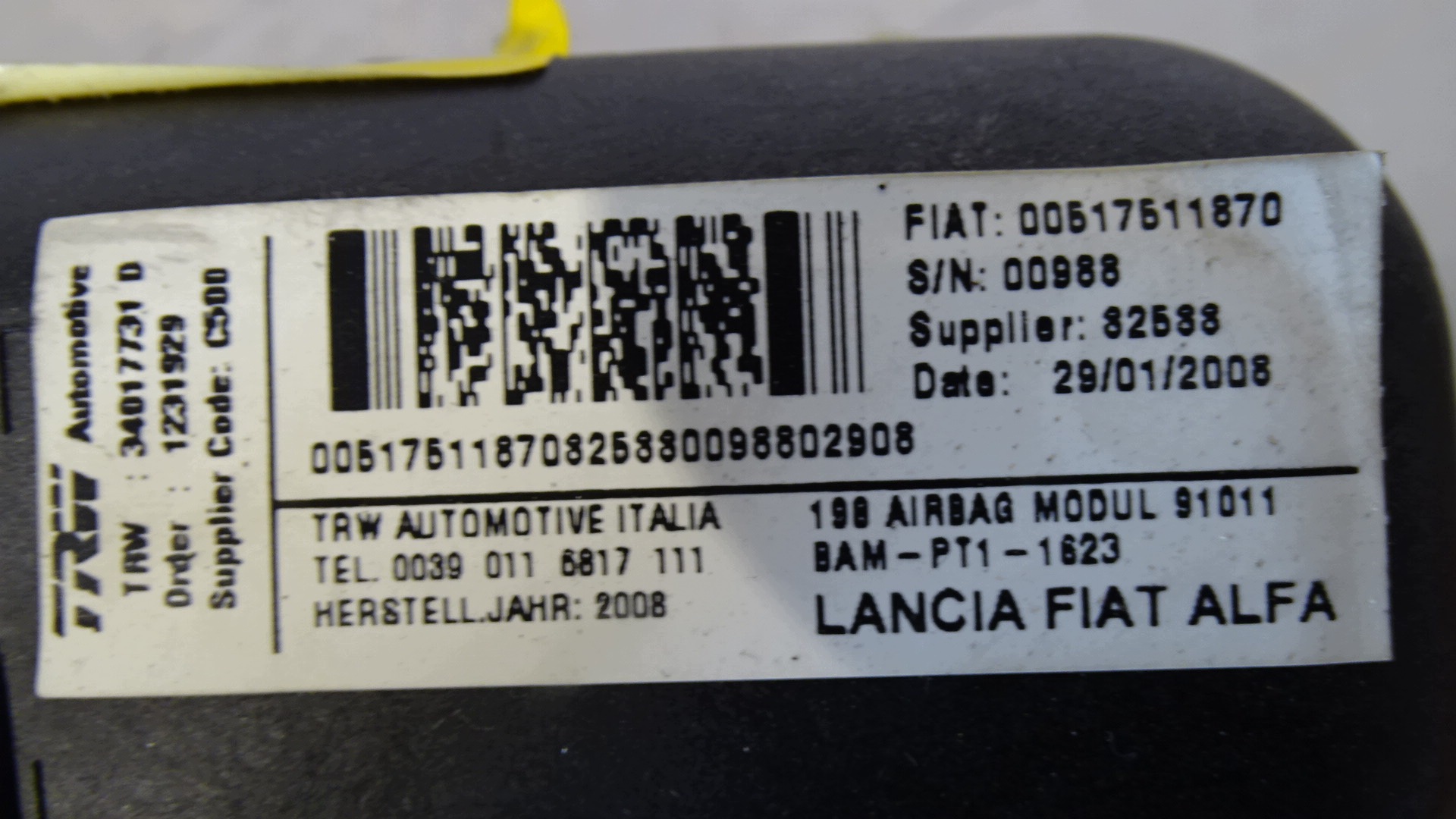 Beifahrerairbag Fiat Bravo II 1.4 T-Jet OEM 34012618 image 3