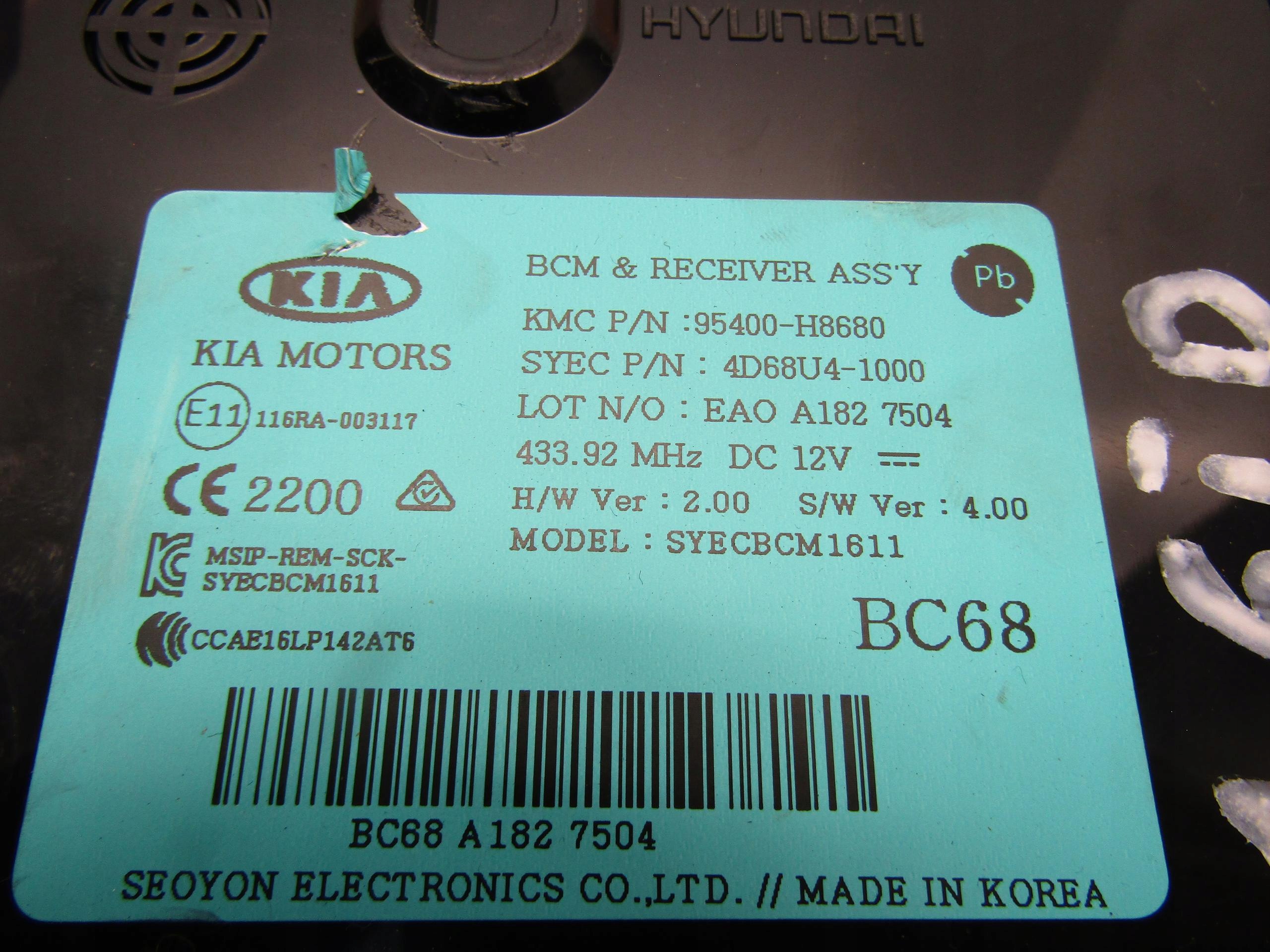Module BCM Kia Rio V Stonic 95400-H8680 image 3