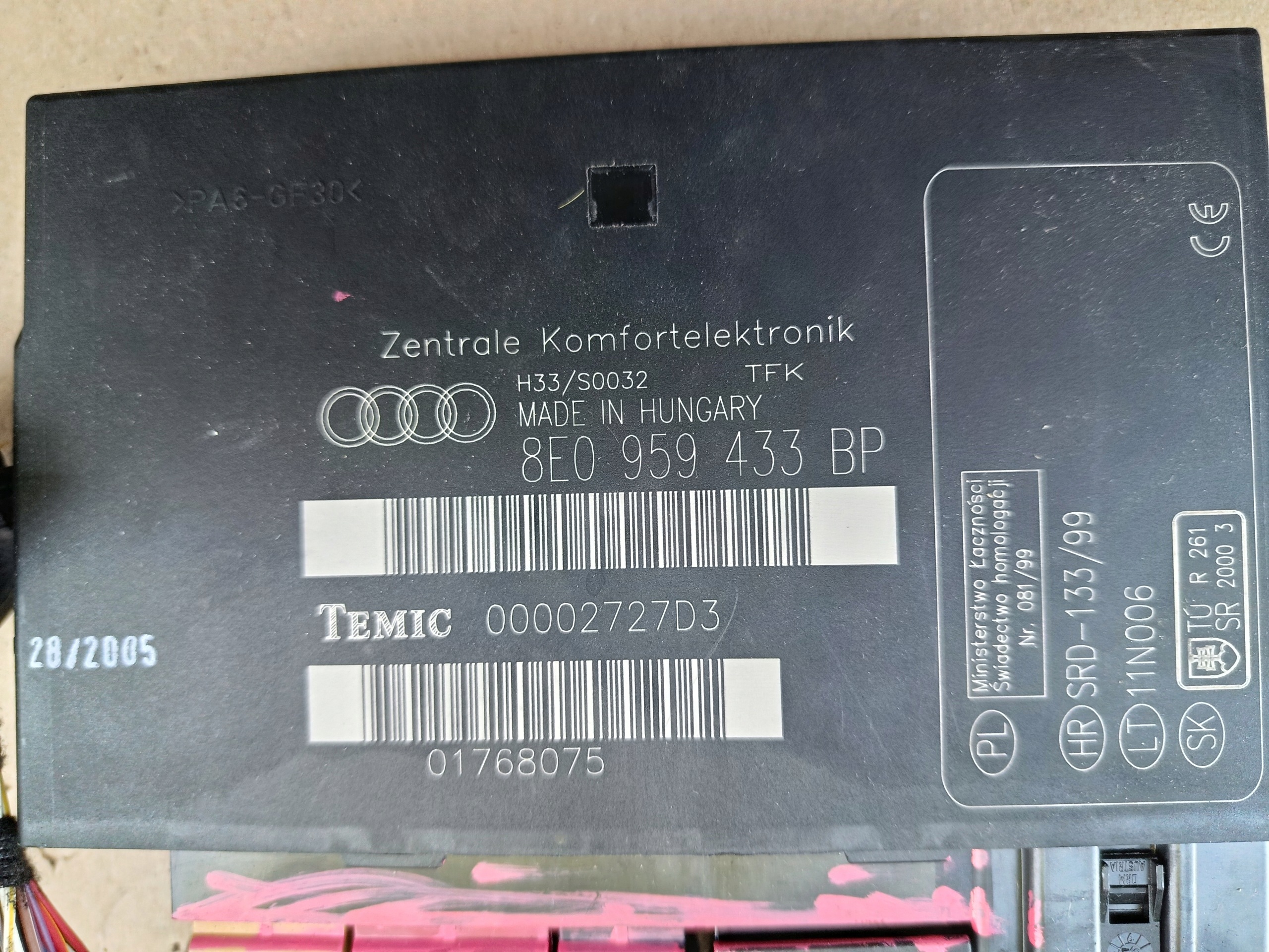 Module confort Audi A4 B7 8E0959433BP image 3