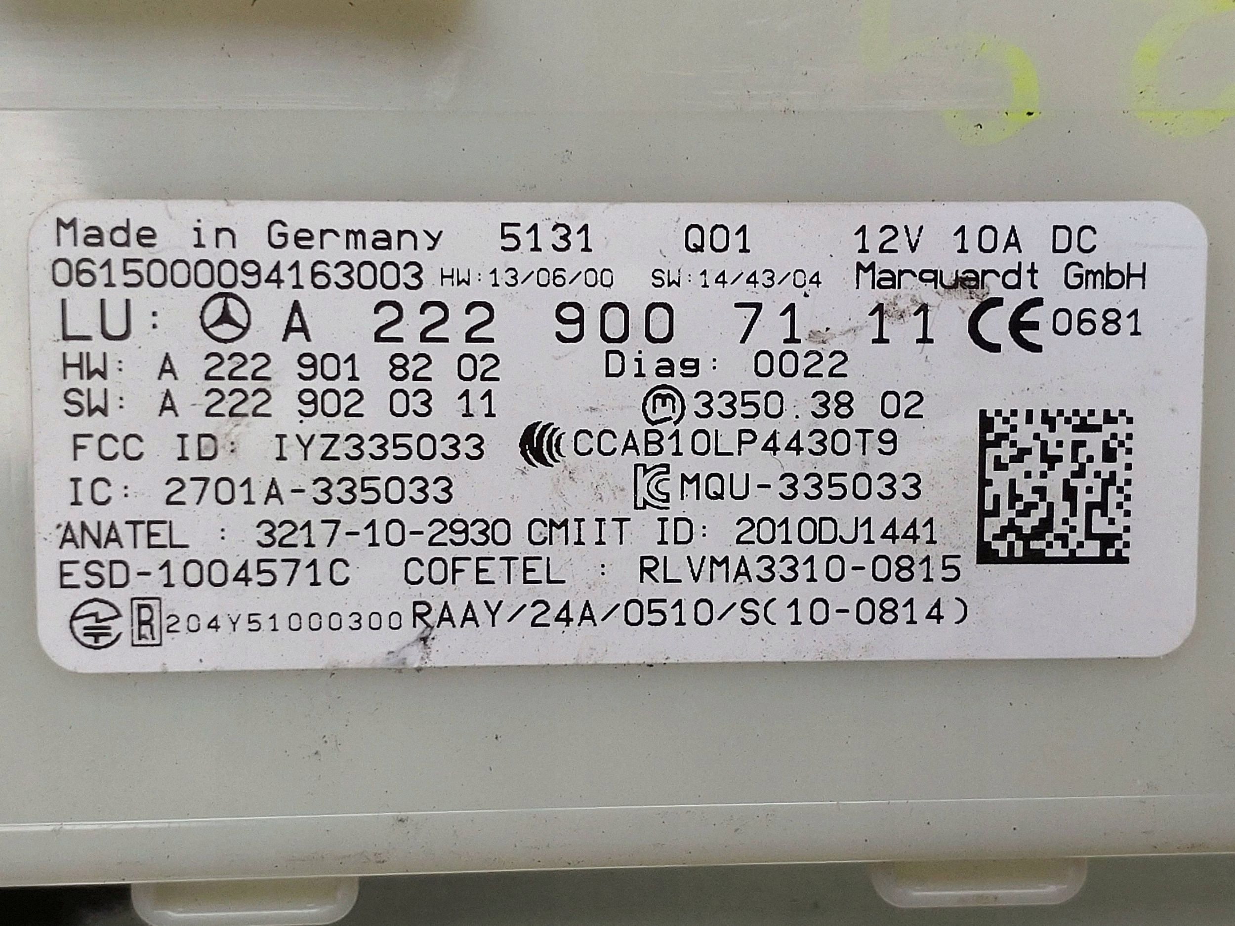 Module Mercedes C W205 2015 A2229007111 image 4