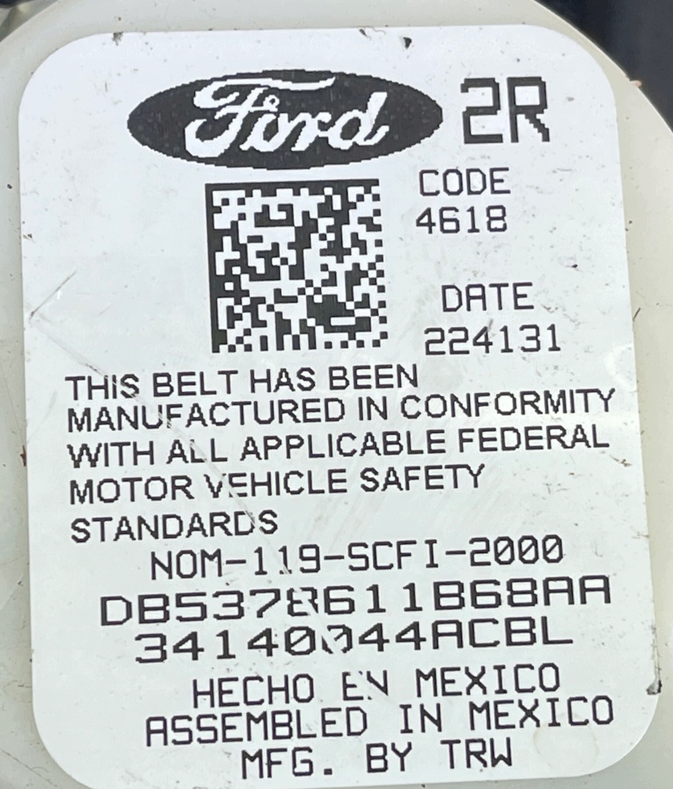 FORD EXPLORER V 2010- Cintura Sicurezza Posteriore Destra