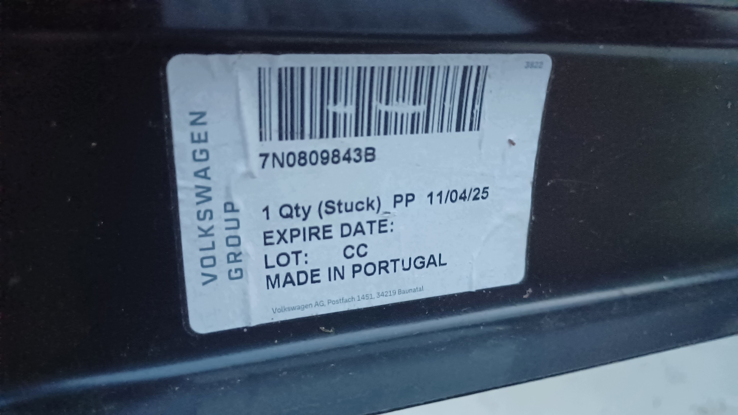VW Sharan 7N0 Left Sill Pillar 7N0809843B