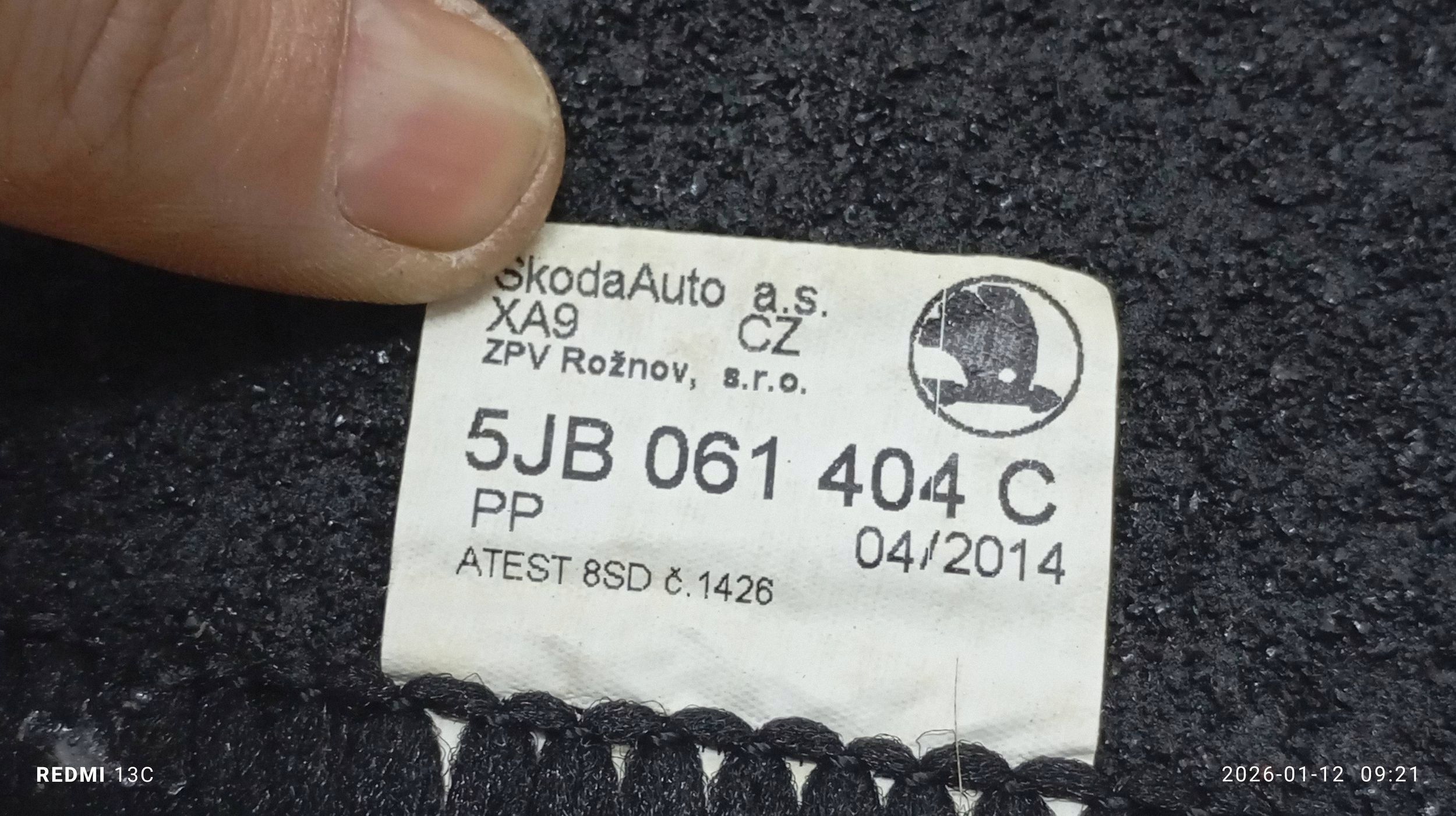 Skoda Rapid (NH) Vloermatten 5JB061404C image 7