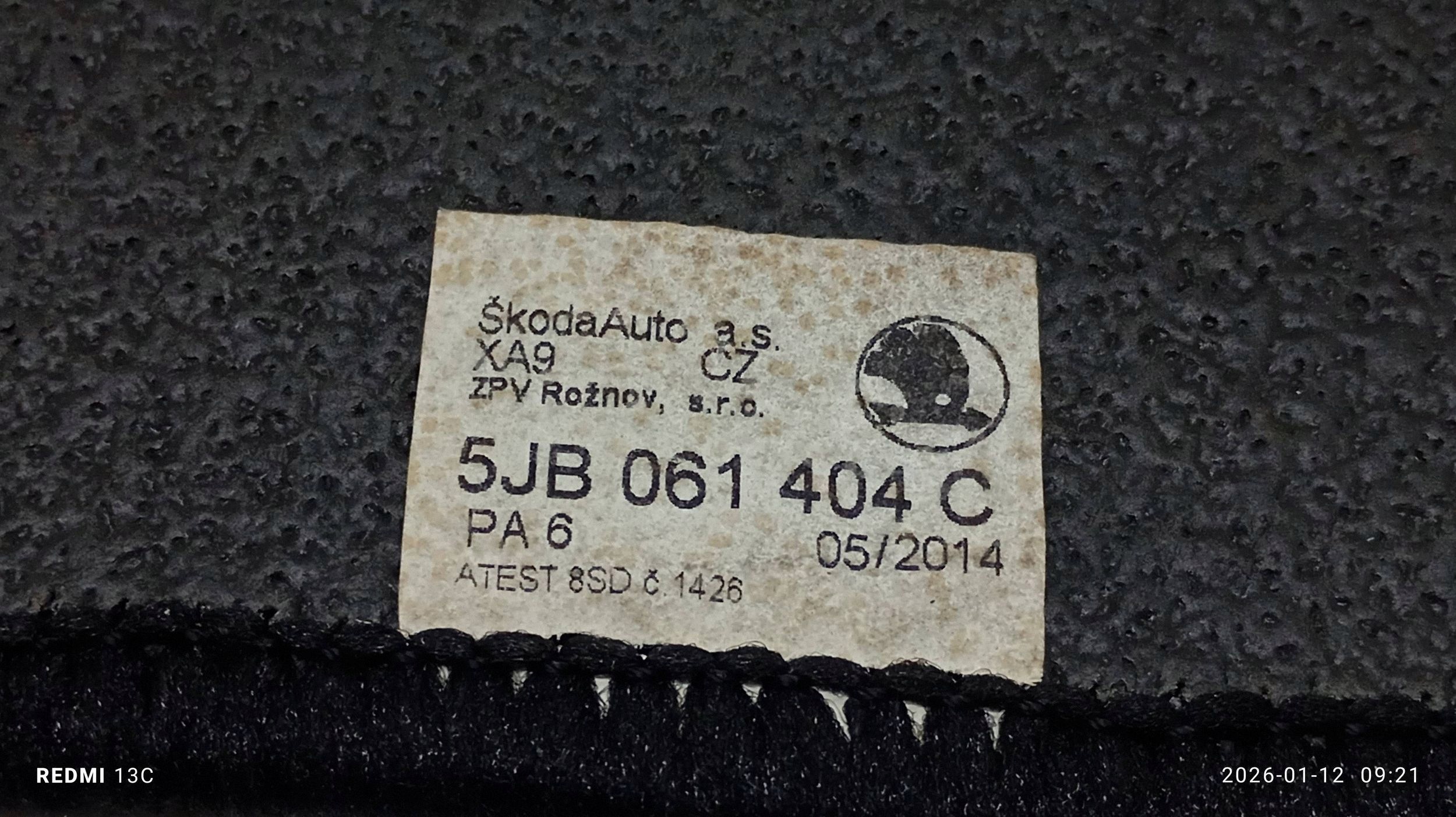Skoda Rapid (NH) Vloermatten 5JB061404C image 9