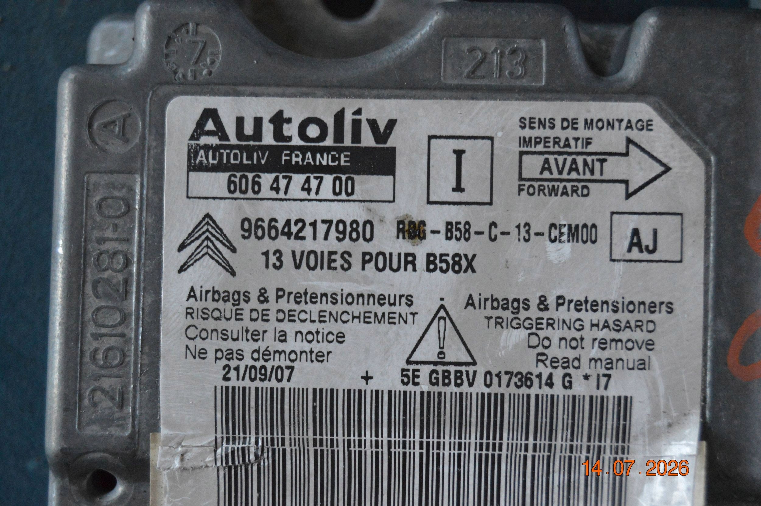 Airbagmodul Citroen C4 Grand Picasso 606474700 image 3