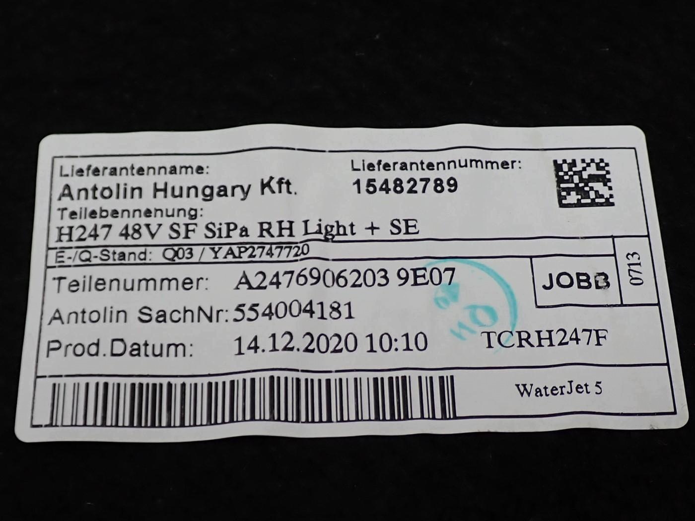 Mercedes GLA II H247 tavaratilan verhoilu A2476906203 image 3