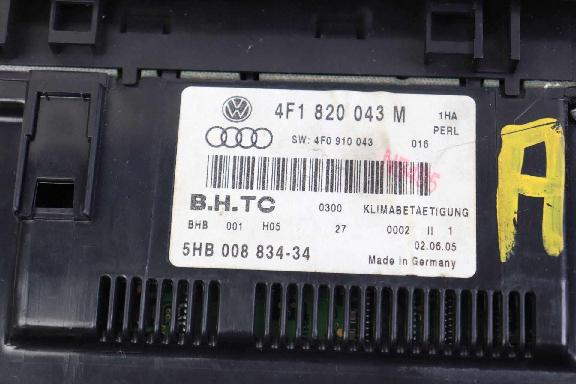 Panneau de commande de ventilation Audi A6 C6 4F1820043M image 7