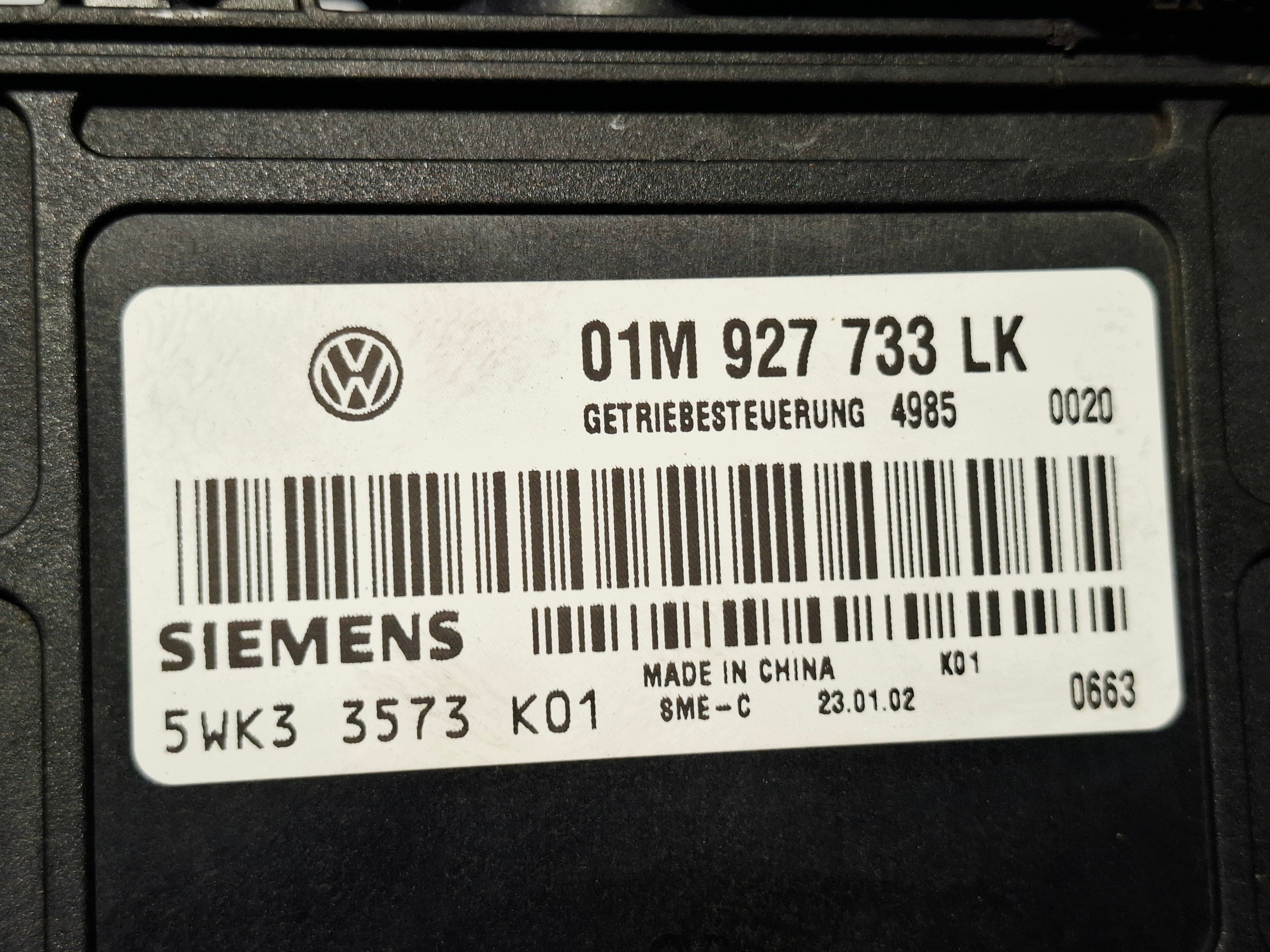 VW Golf IV Bora Automatic Transmission Control Module 01M927733LK image 5