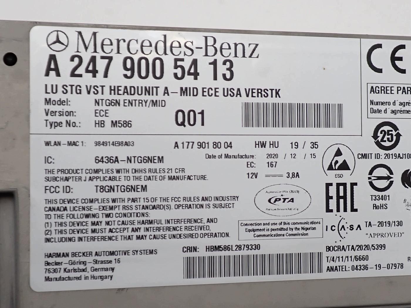 Navegação Mercedes GLA II H247 A2479005413 image 4